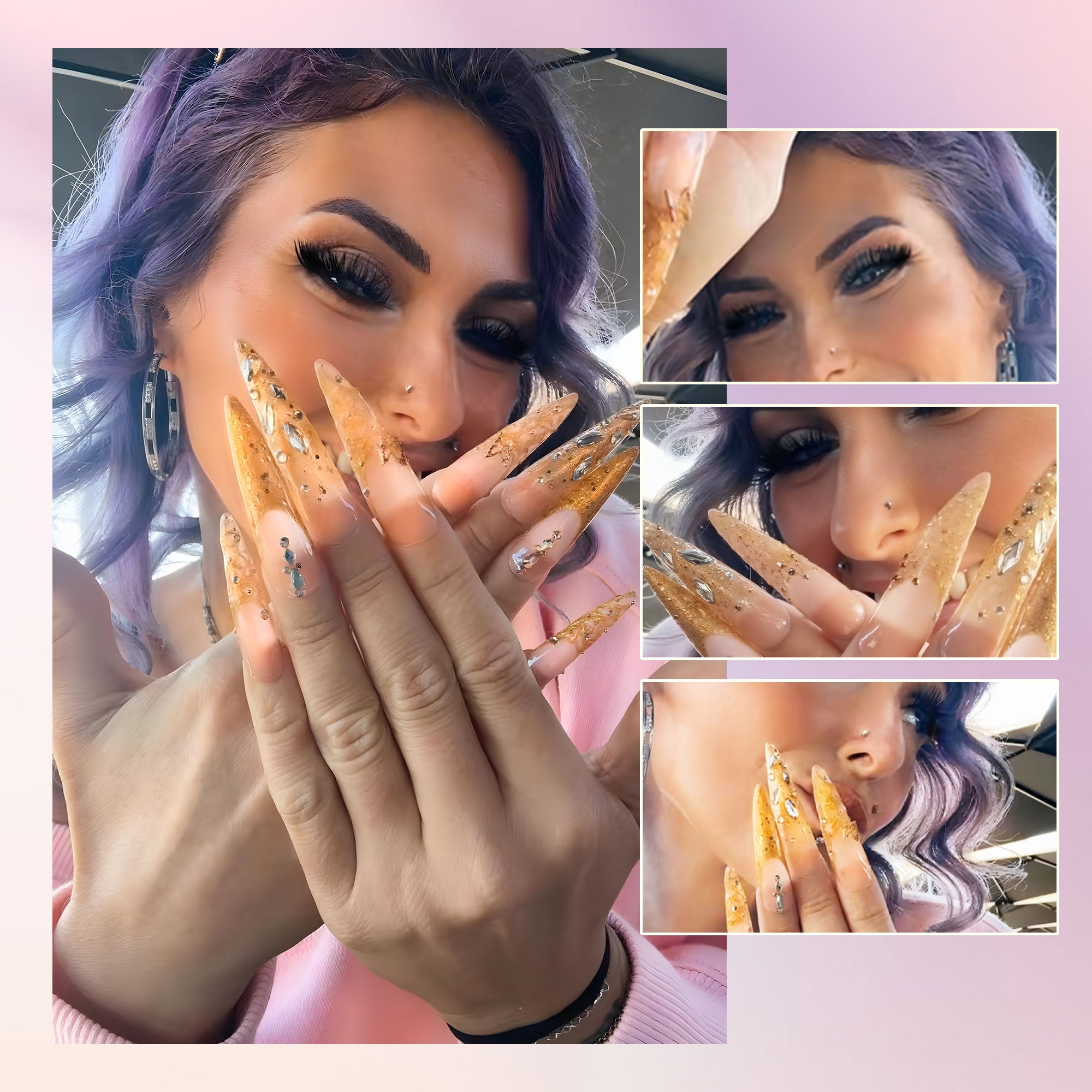 @Kymieann x Lovful Creator Collab Series Gilded Stardrop Handmade Nails C064