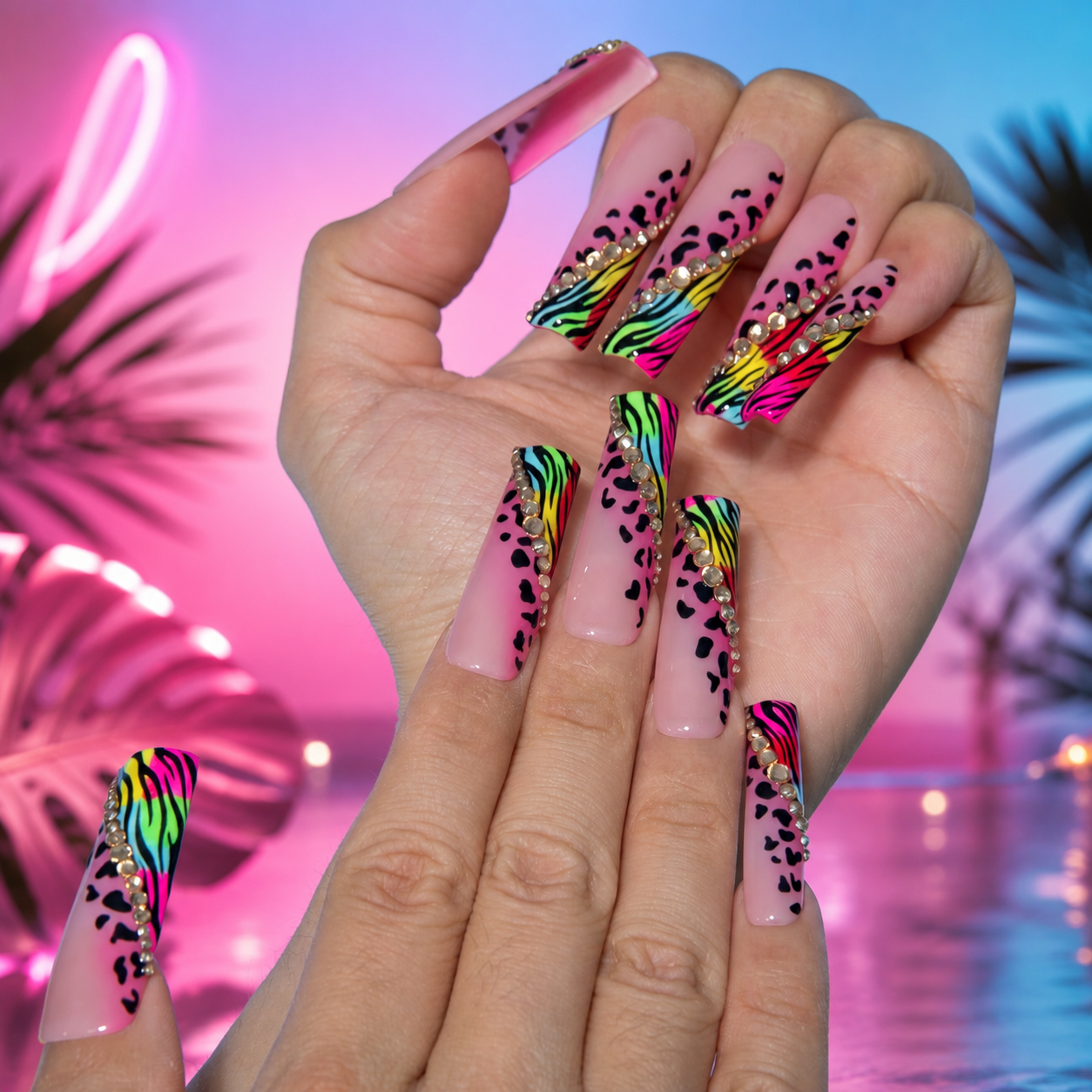 Neon Safari Handmade Nails H868