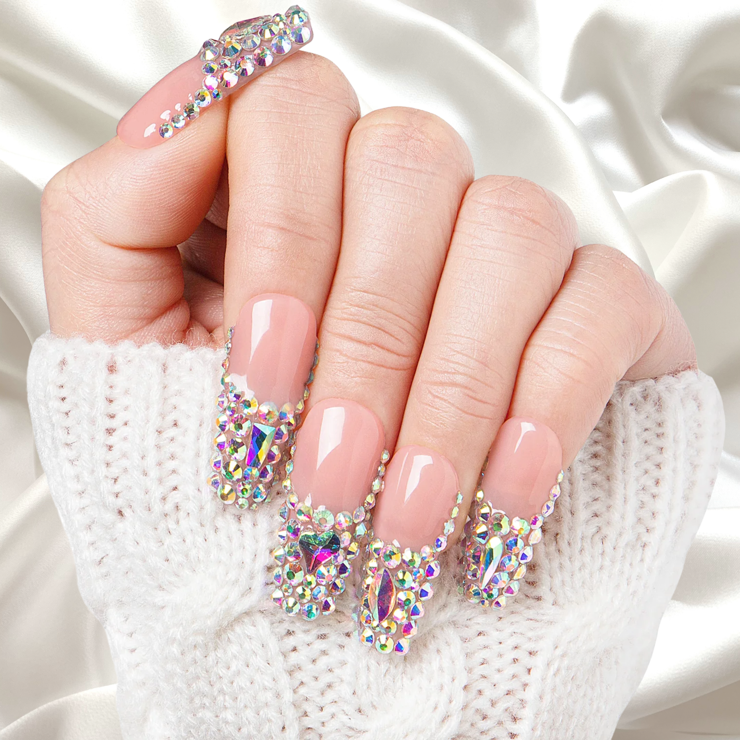 Angel's Tear Rhinestone Handmade Nails H48