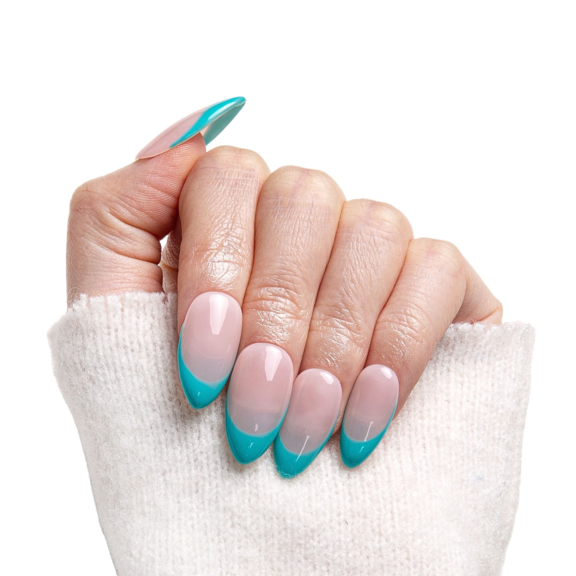 Two-Tone Twist Handmade Nails F007
