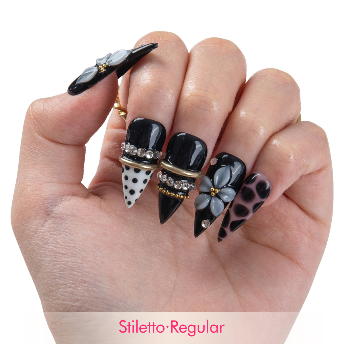 Noir Blossom Handmade Nails H1006