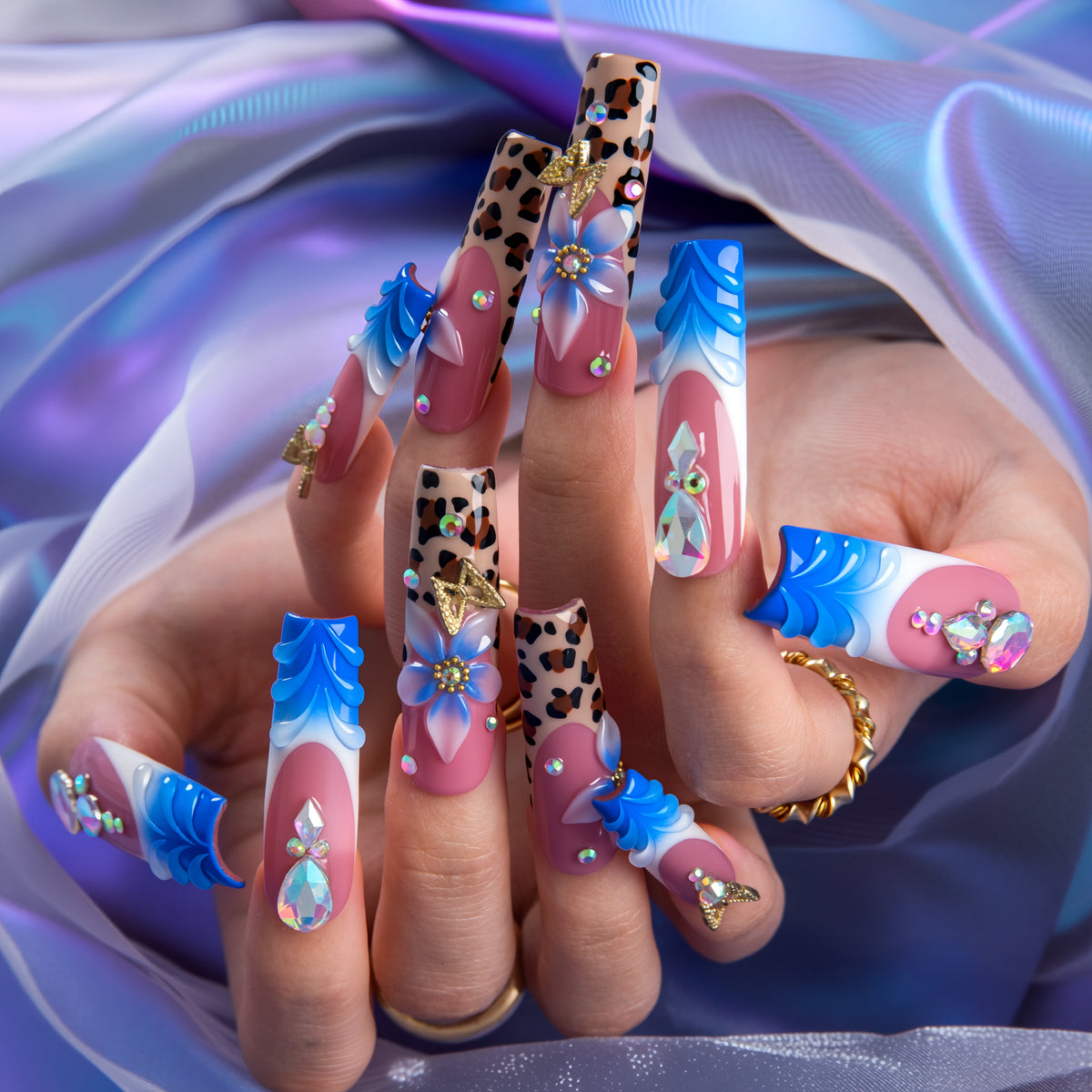 Aqua Flora Handmade Nails H1008