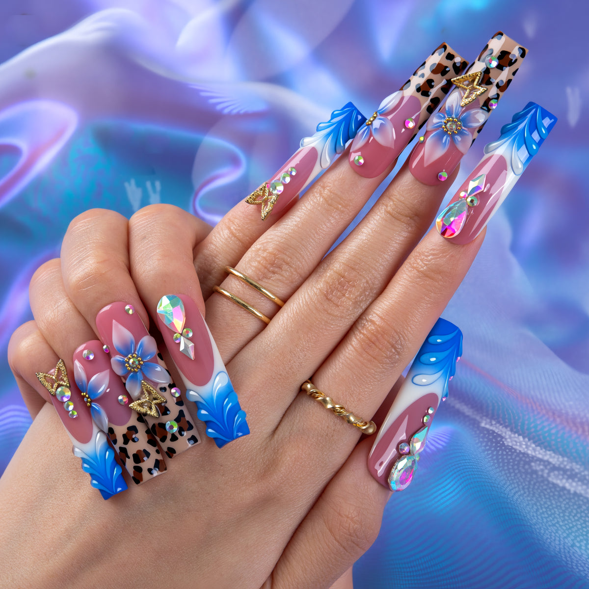Aqua Flora Handmade Nails H1008