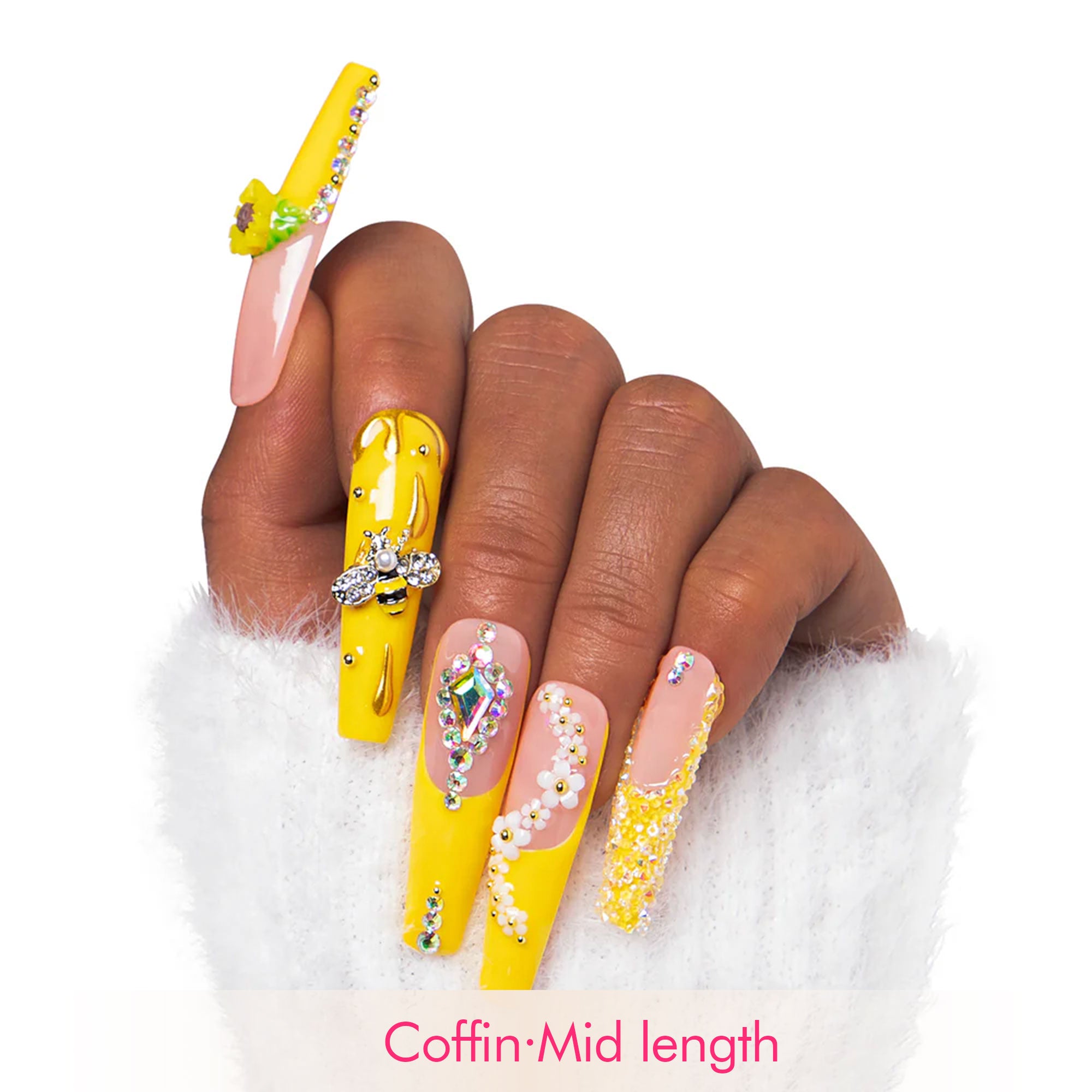 Honey Bee Yellow Handmade Nails H101