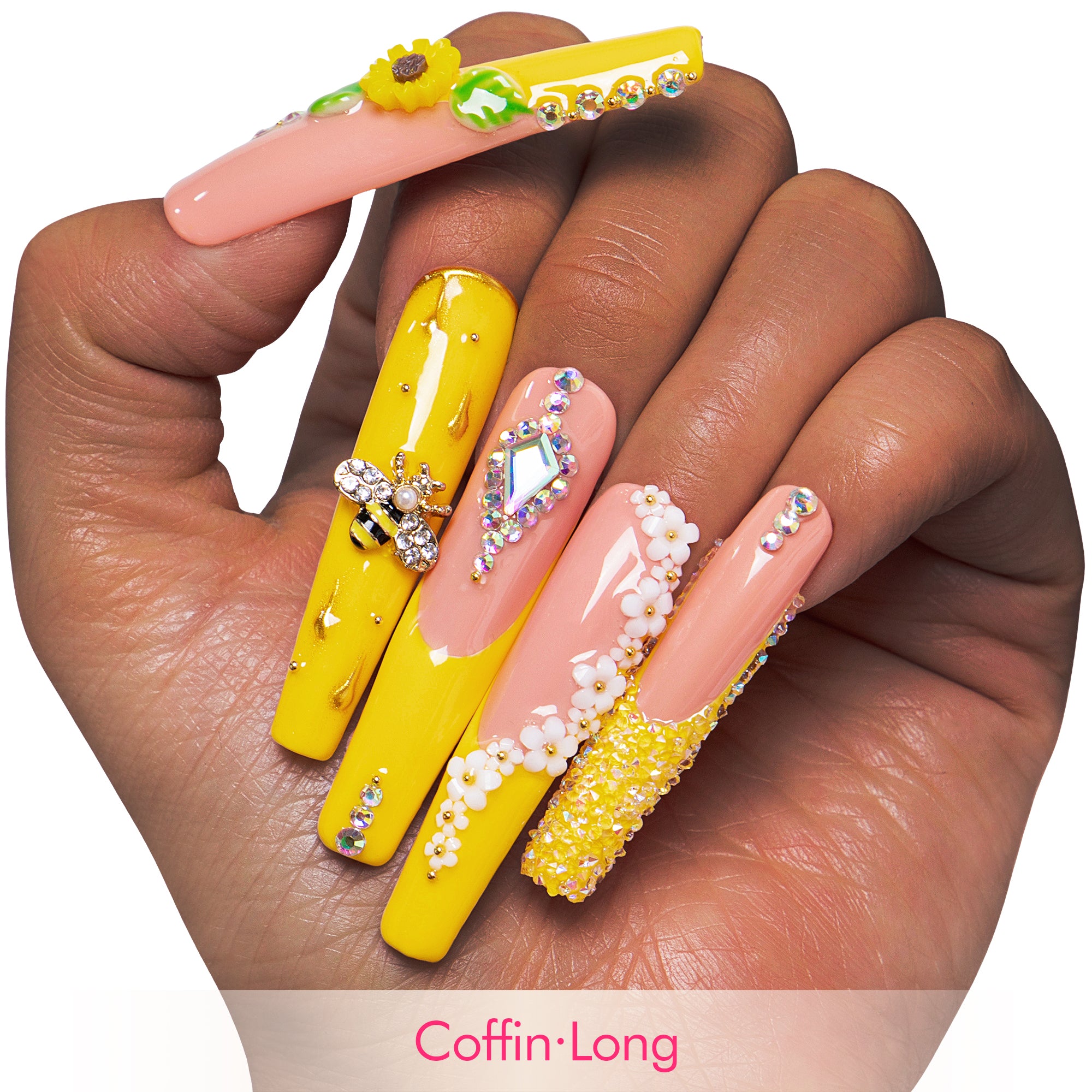 Honey Bee Yellow Handmade Nails H101