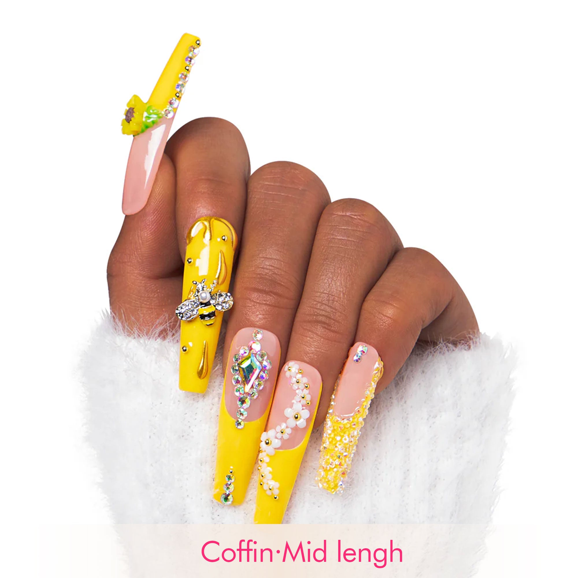 Honey Bee Yellow Handmade Nails H101