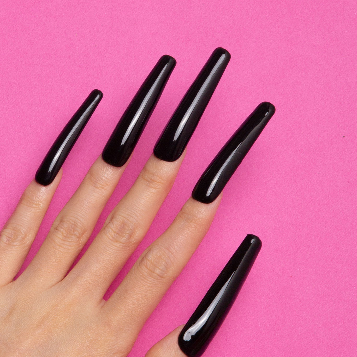 Black press-on nails. Dark Angel Pure Color Handmade Nails 24pcs H11.