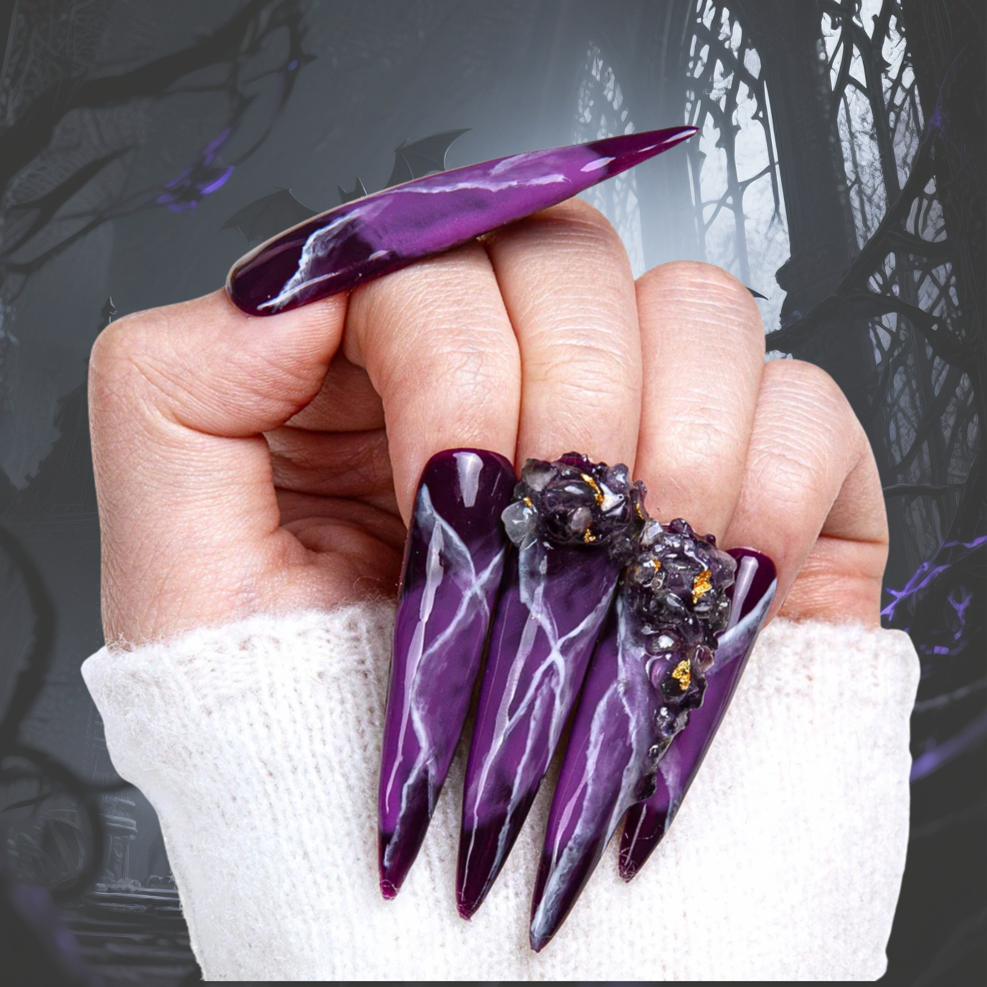 Dream Amethyst Handmade Nails H118