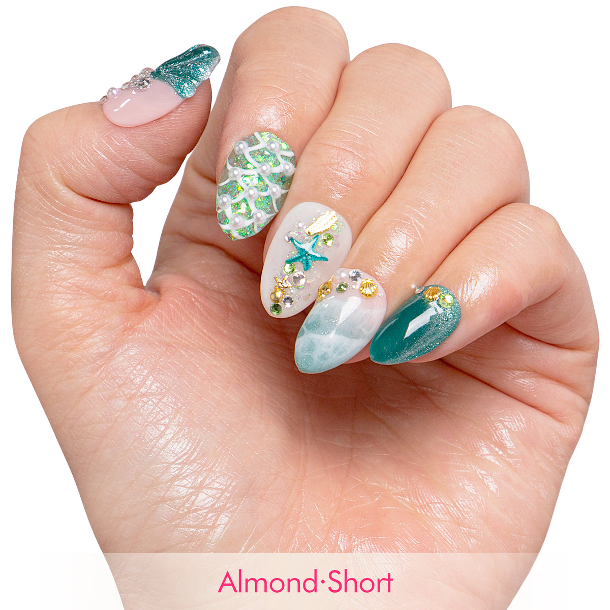 Surfing Girls Blue Handmade Nails H119