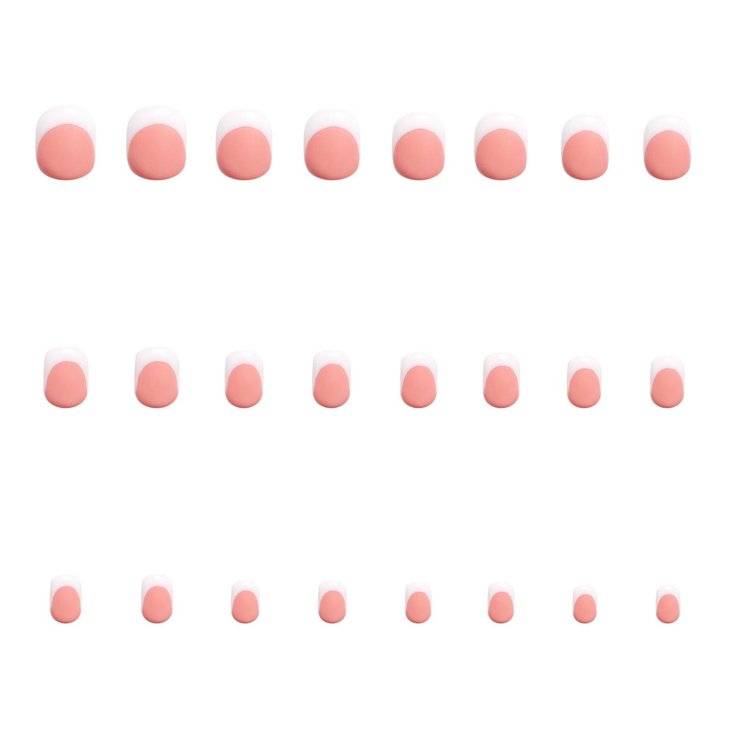 Coffee Latte French Tip Handmade Nails 24pcs H12