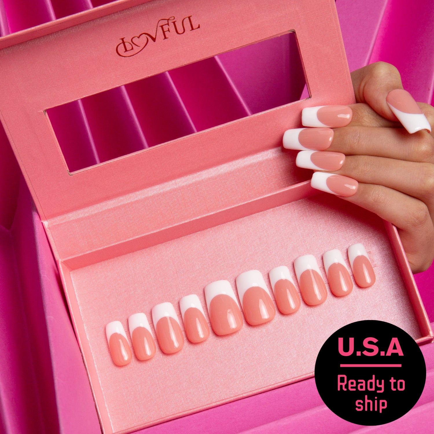 Coffee Latte French Tip Press-On Nails - Ready to Ship