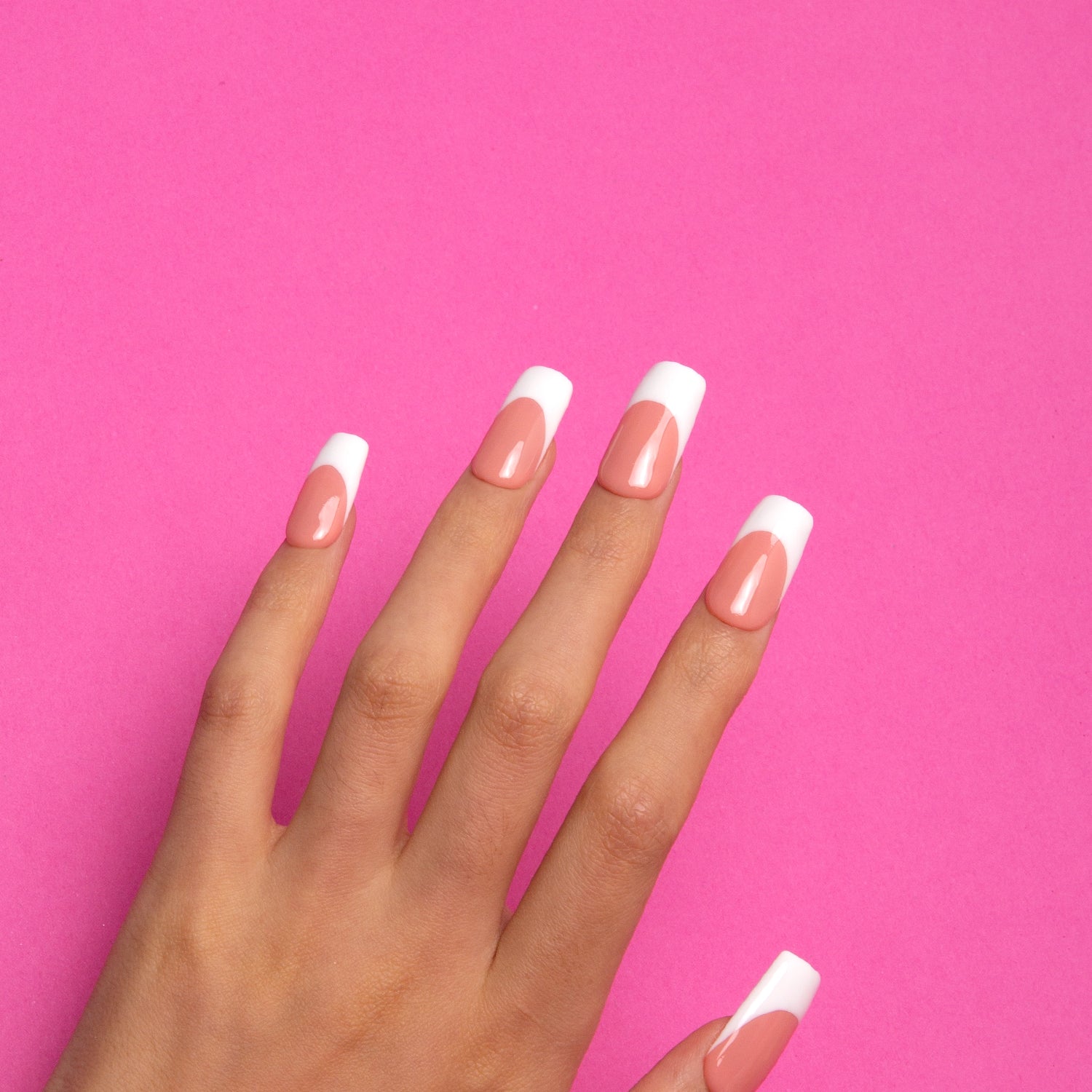 Coffee Latte French Tip Square Press-On Nails