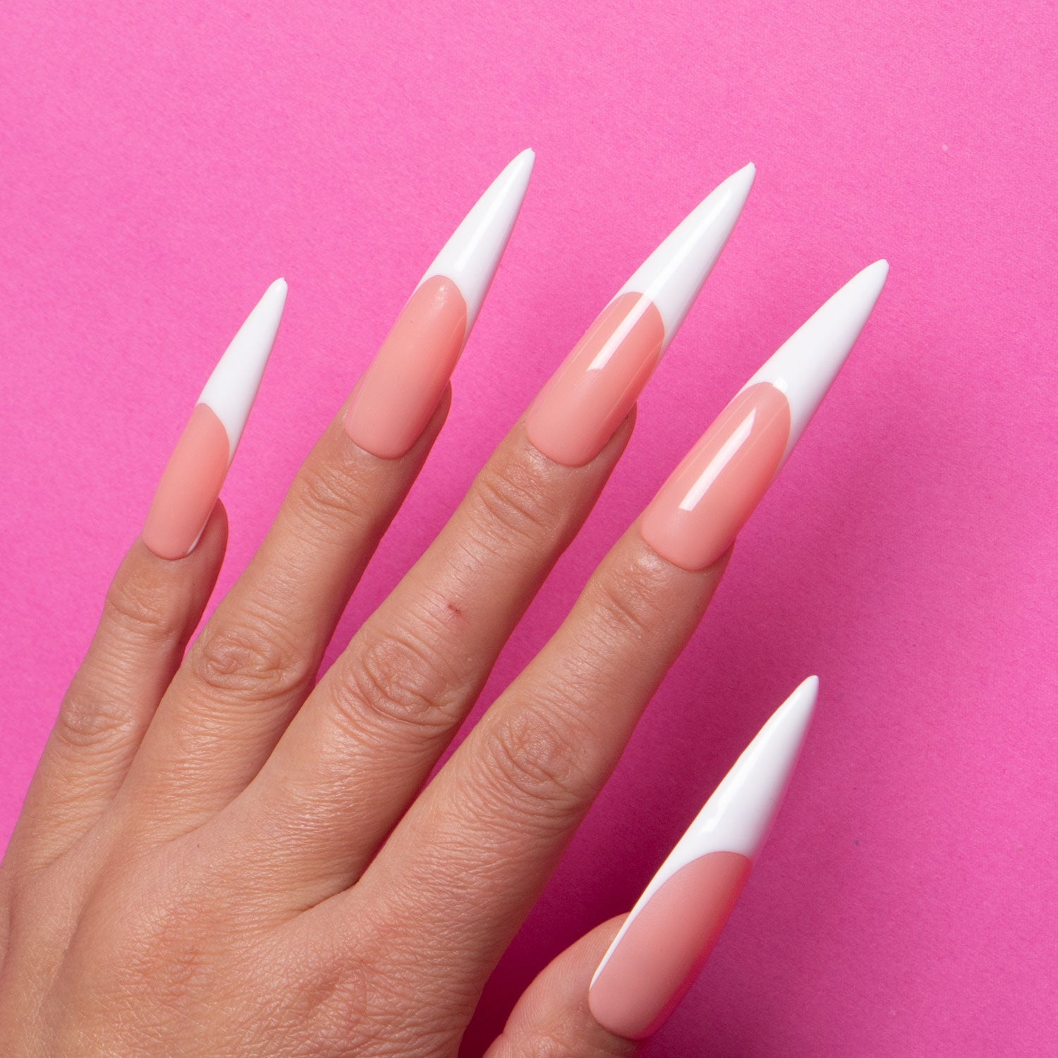 Coffee Latte French Tip Handmade Nails 24pcs H12