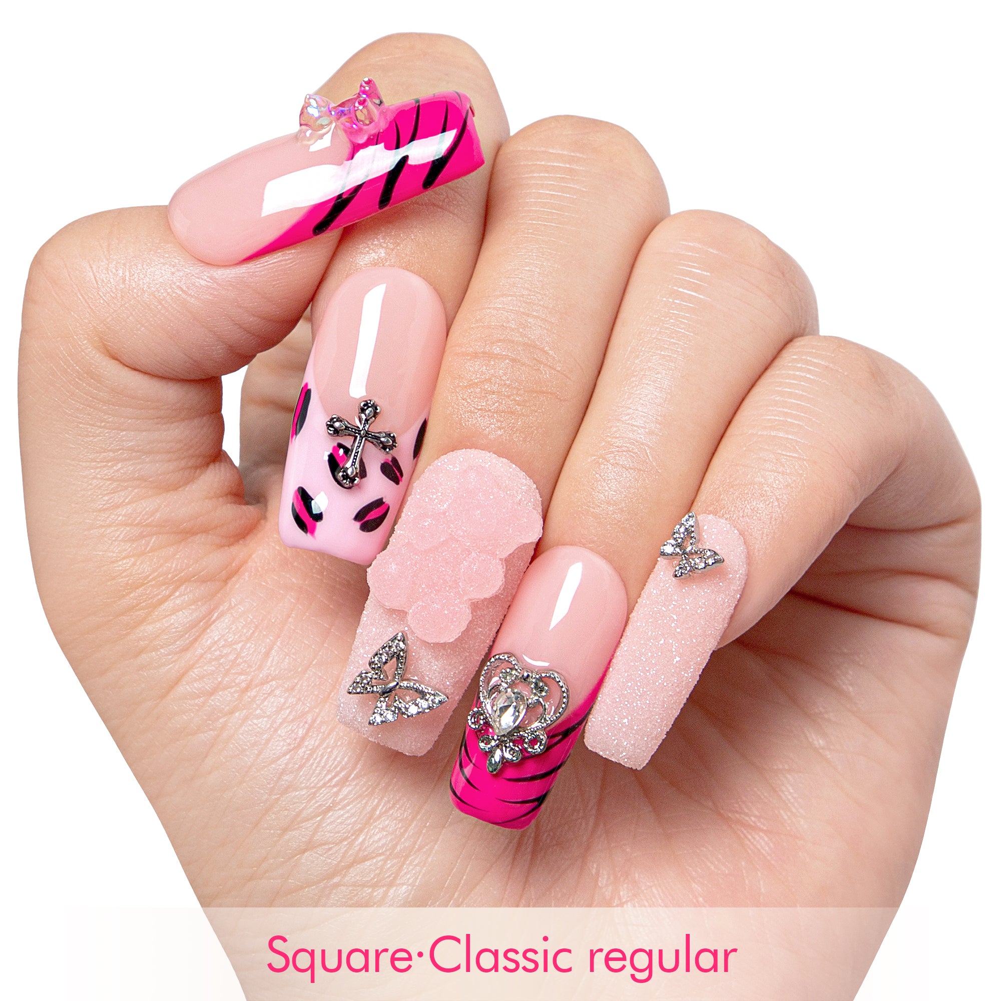 Safari Love Pink Handmade Nails H128