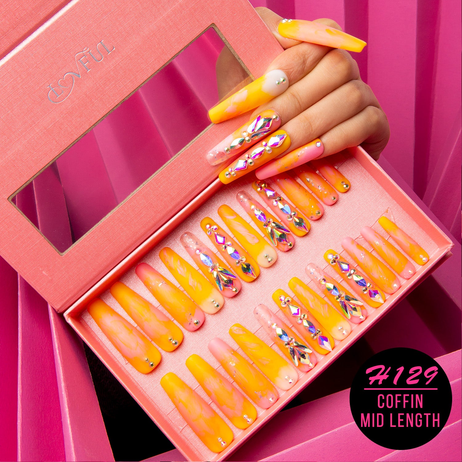 sunset slushy press on nails