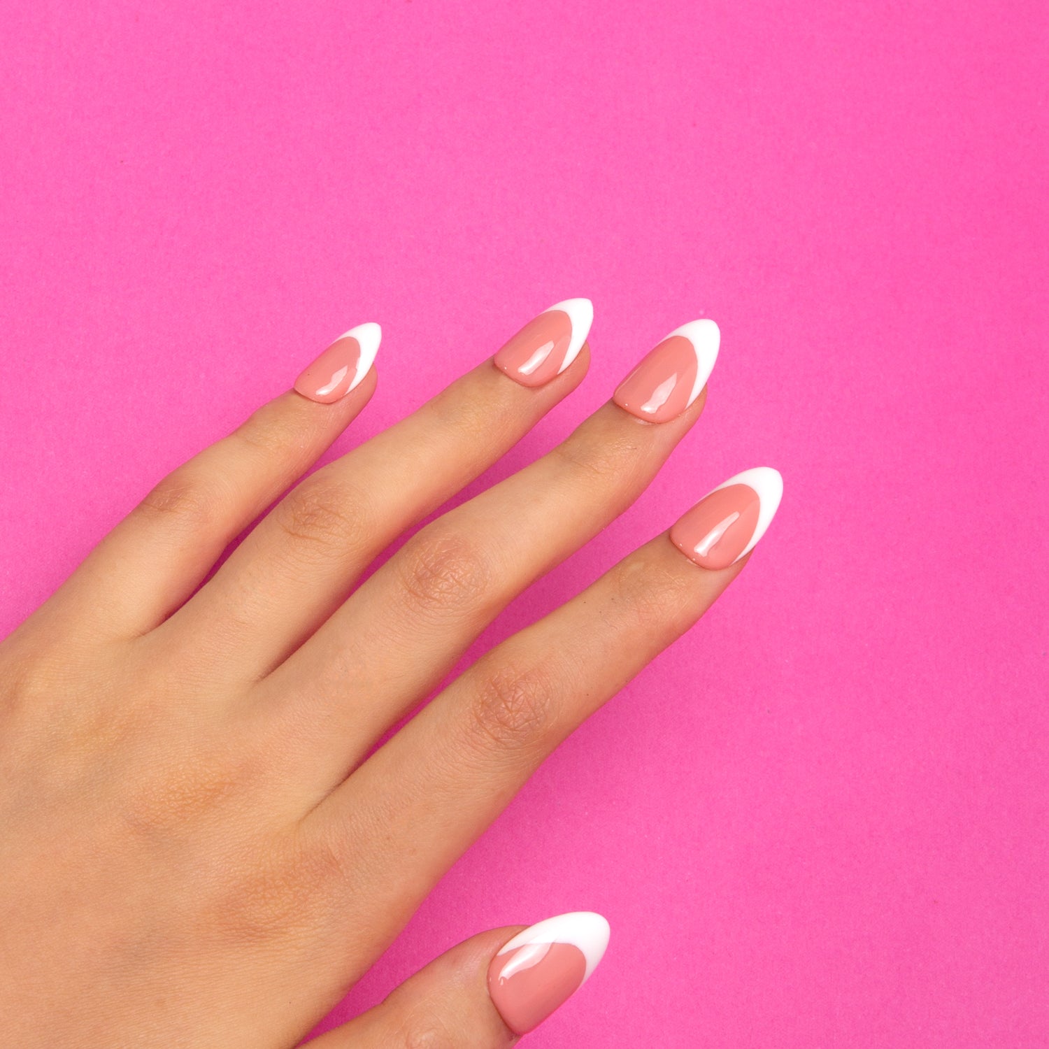 Coffee Latte French Tip Almond Press-On Nails