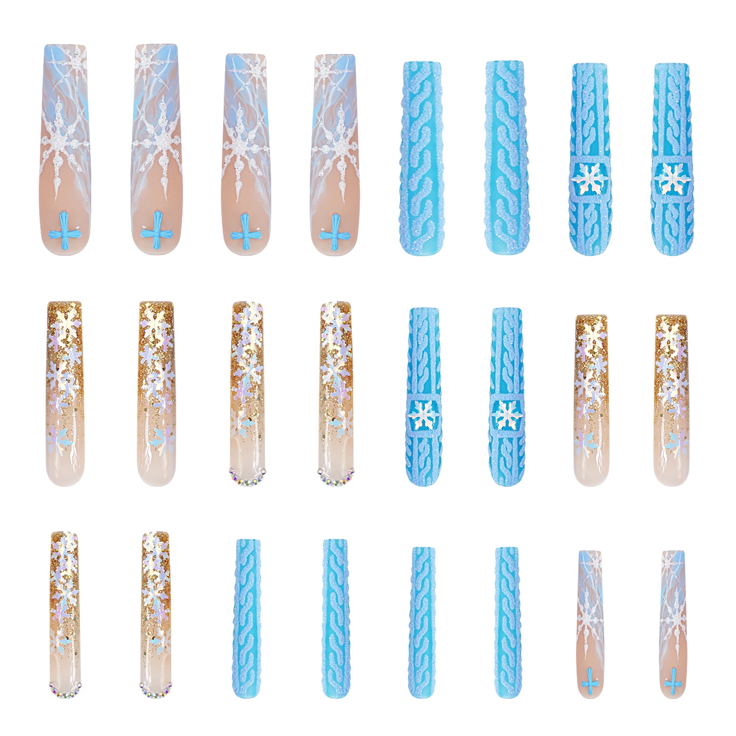 Winter Sunshine Handmade Nails 24pcs H136