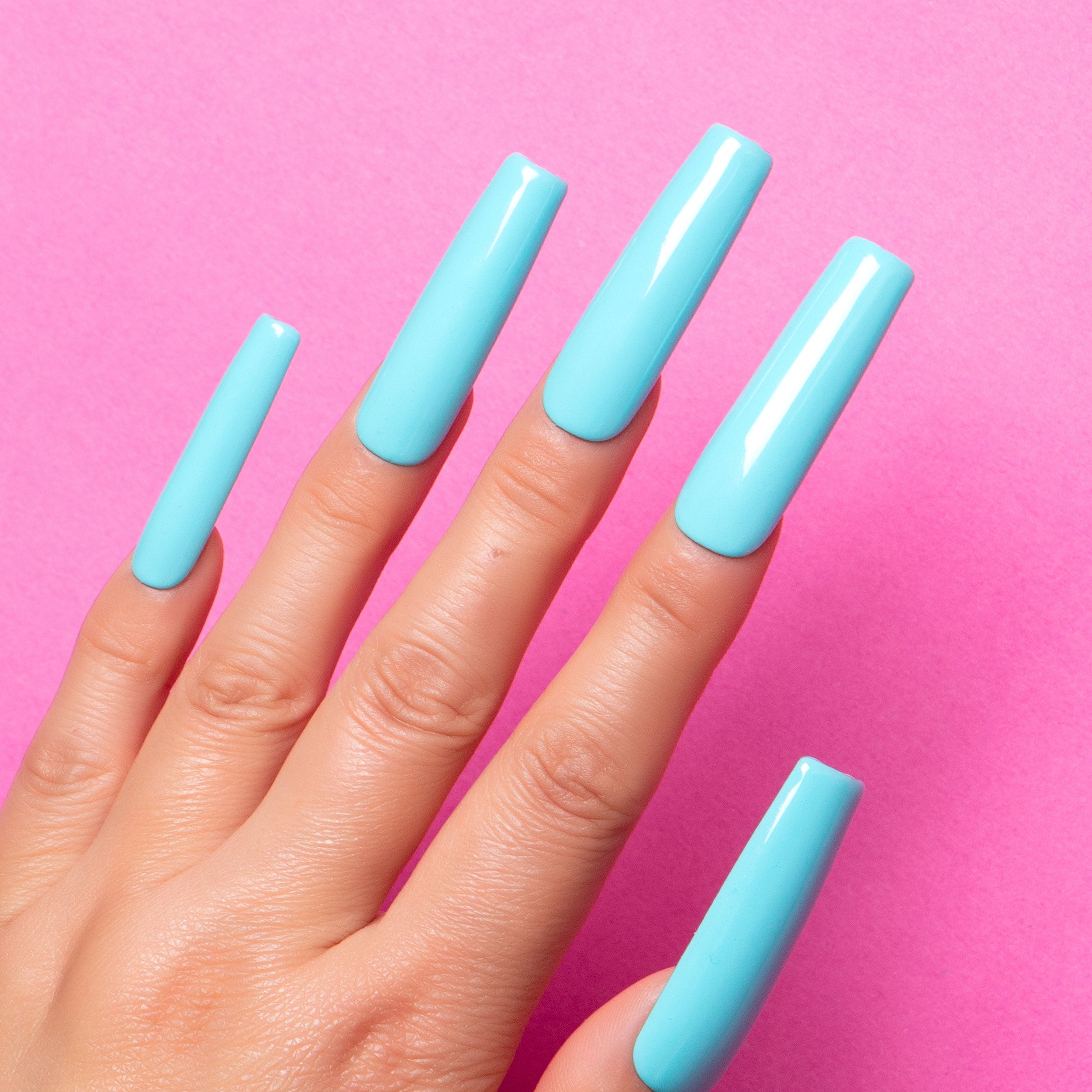 Shiny Blue Pure Color Press-On Nails - Lovful.com