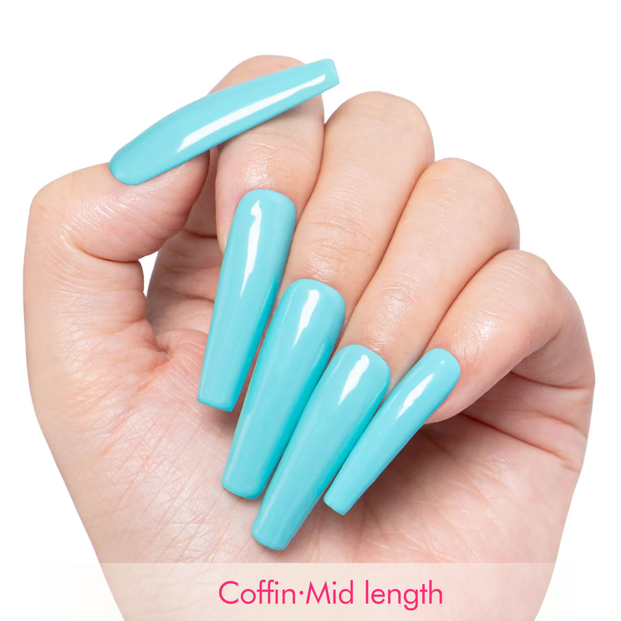 Shiny Blue Pure Color Handmade Nails H14