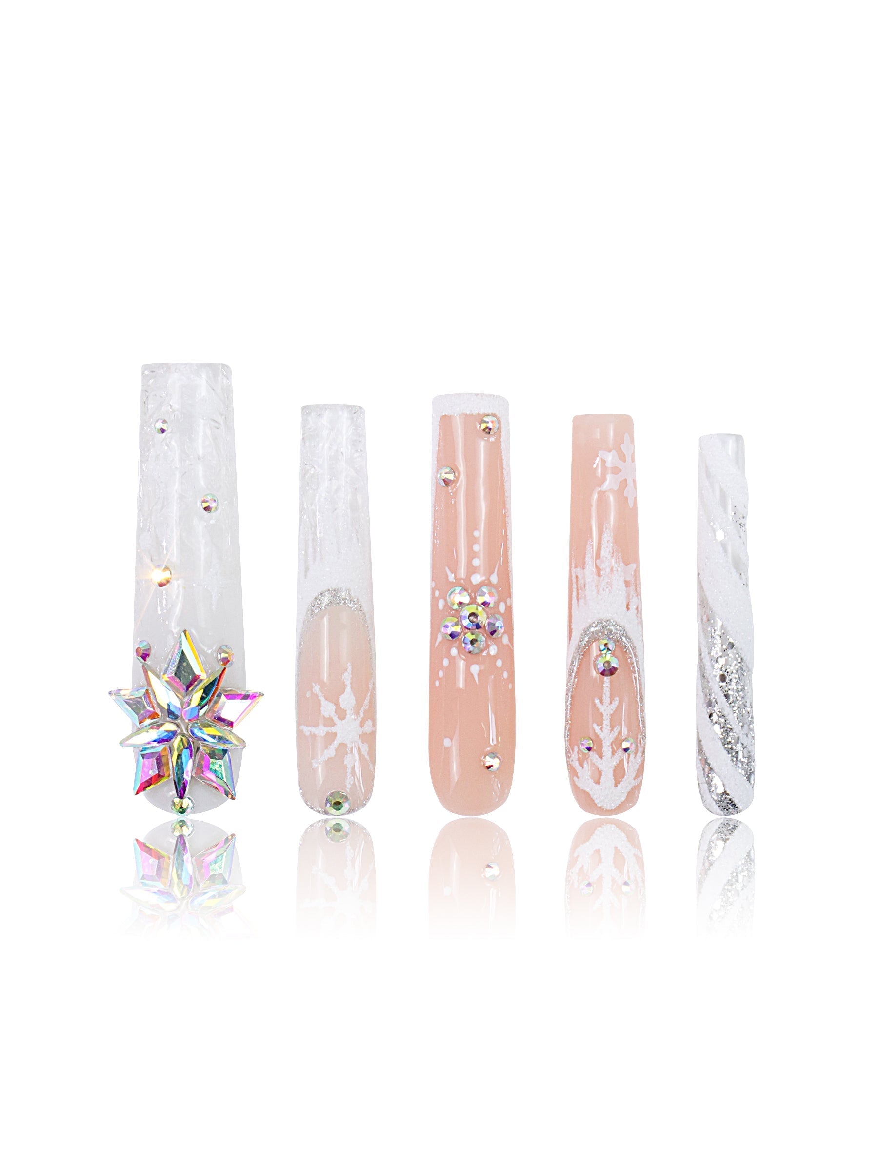 snowy moonlight press on nails
