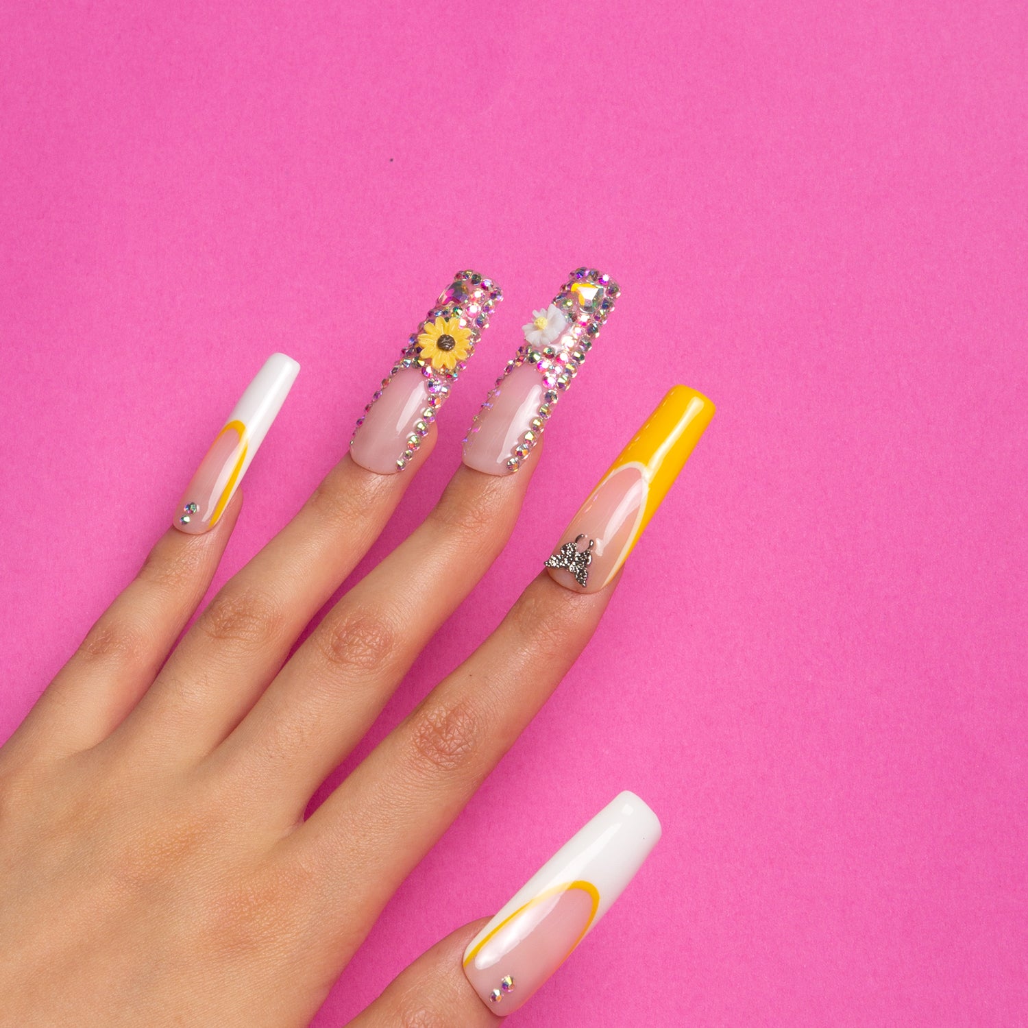 Sunflower Handmade Square Nails H143 RTS