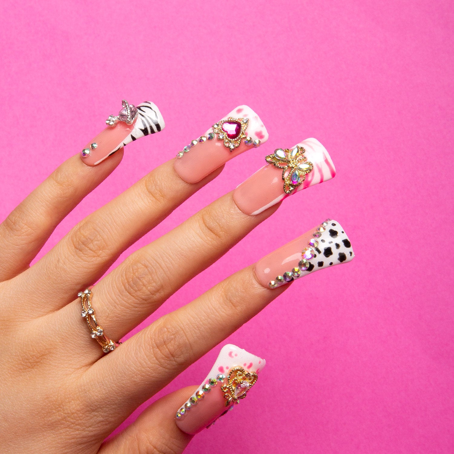 Leopard Cow Print Luxe press-on nails, trendy nail designs