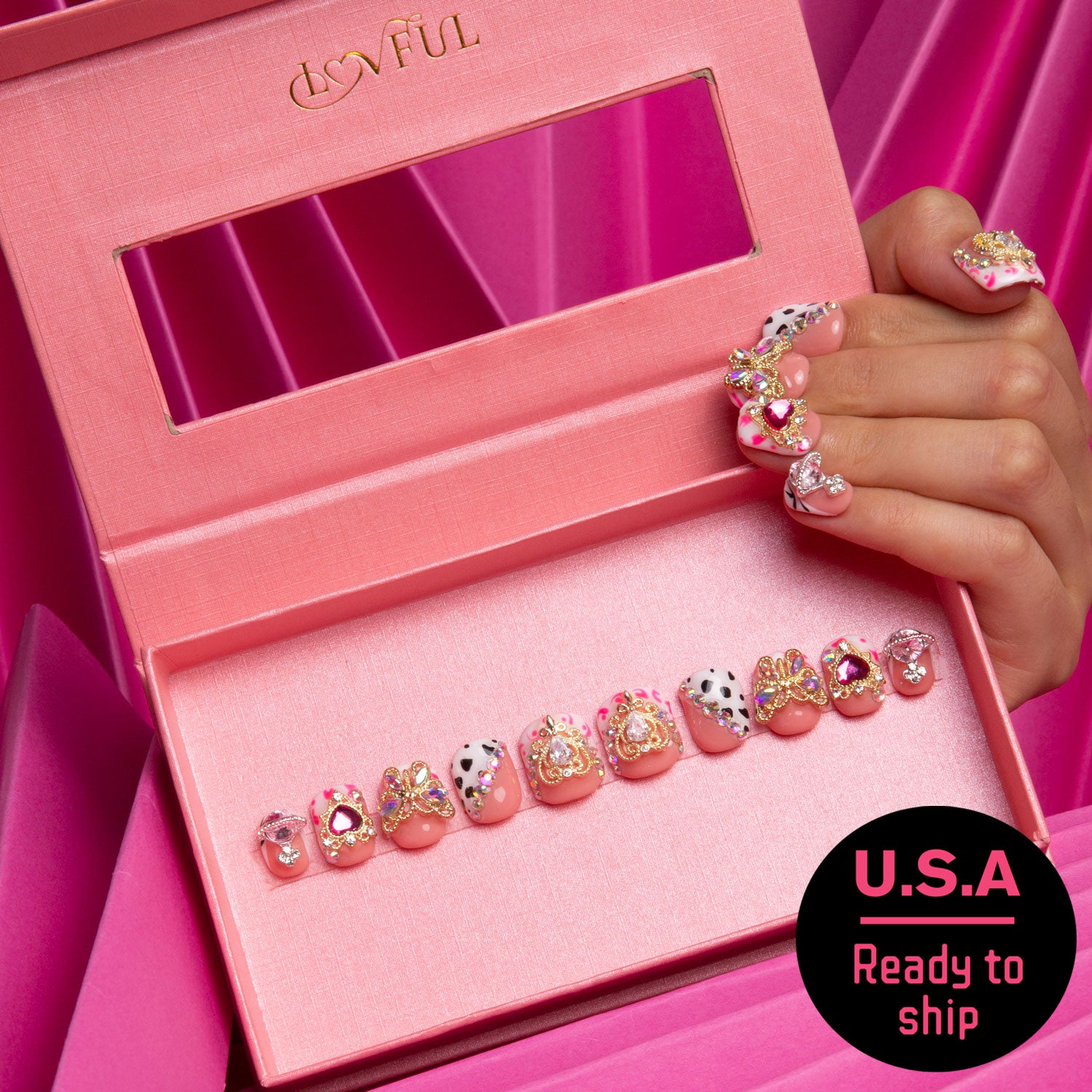 Rolling Luxe Handmade Square Nails H144 RTS