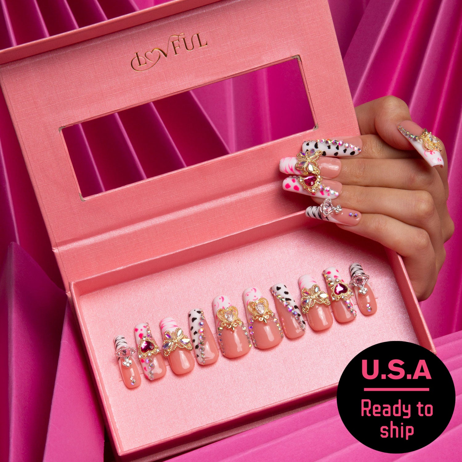 Rolling Luxe Handmade Coffin Nails H144 RTS