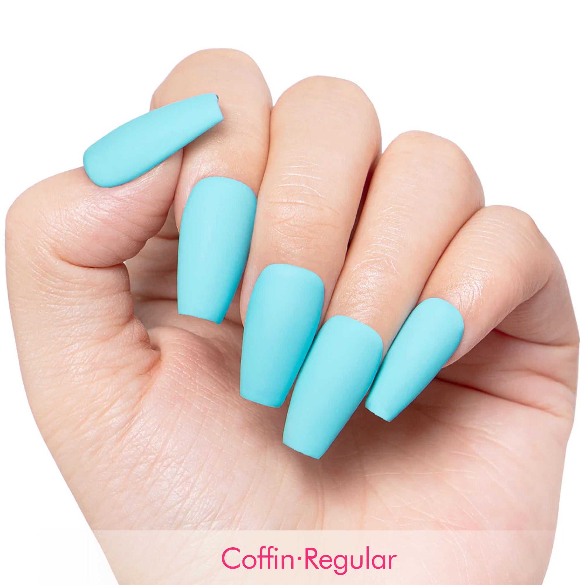 Blue Ribbon Matte Handmade Nails H15