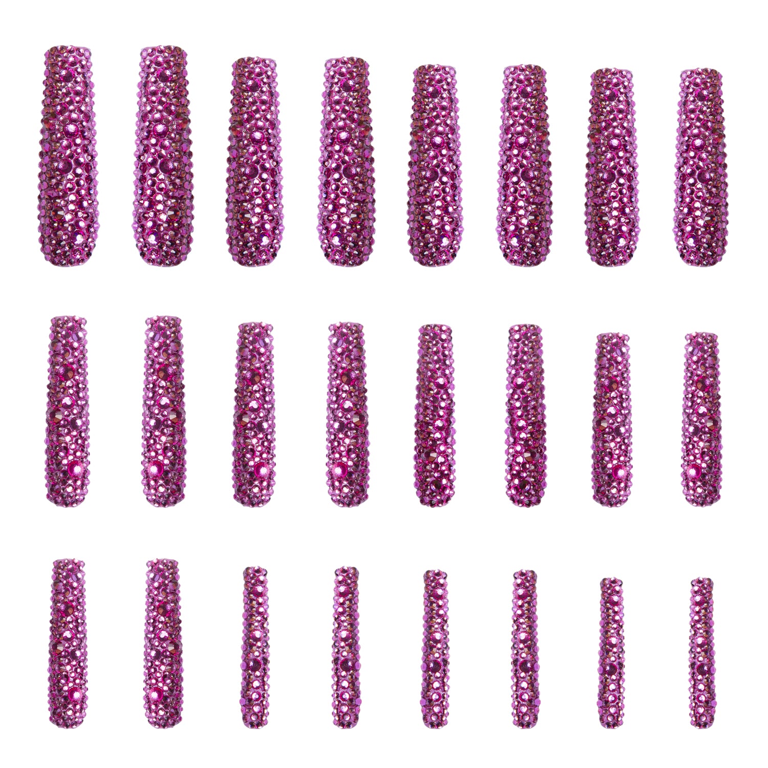 Pink Rhinestone Press-On Nails