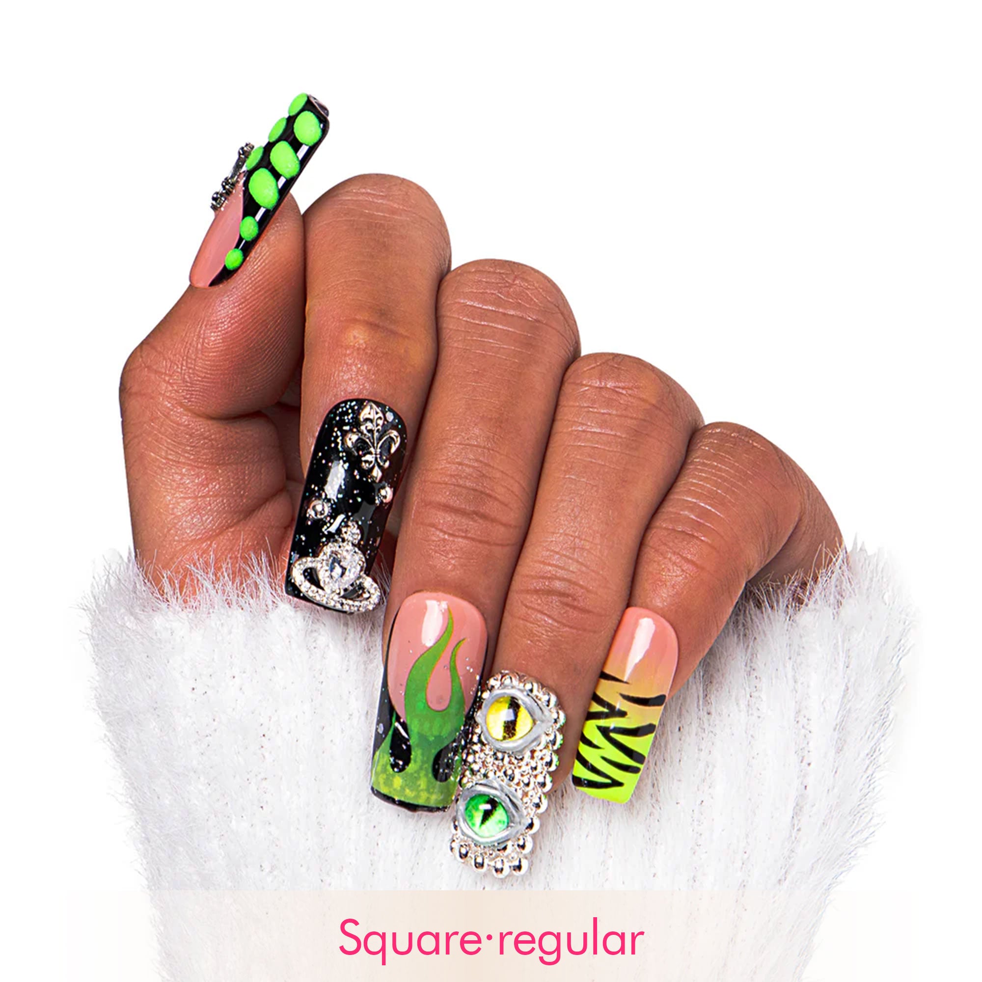 Dare to Roar French Tip Handmade Nails H153