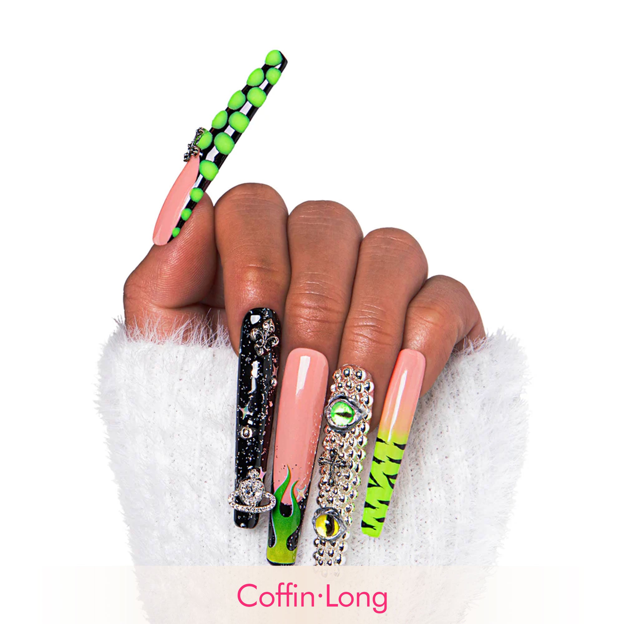 Dare to Roar French Tip Handmade Nails H153