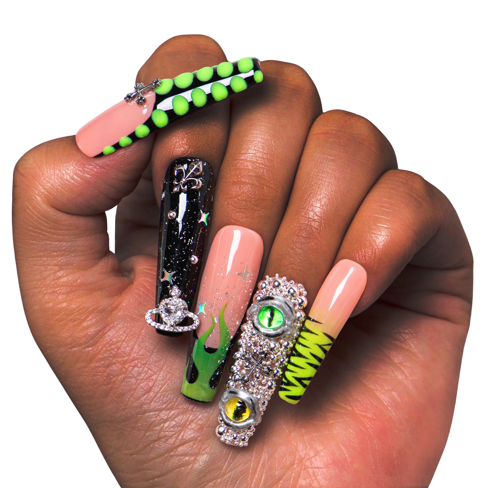 Dare to Roar French Tip Handmade Nails H153