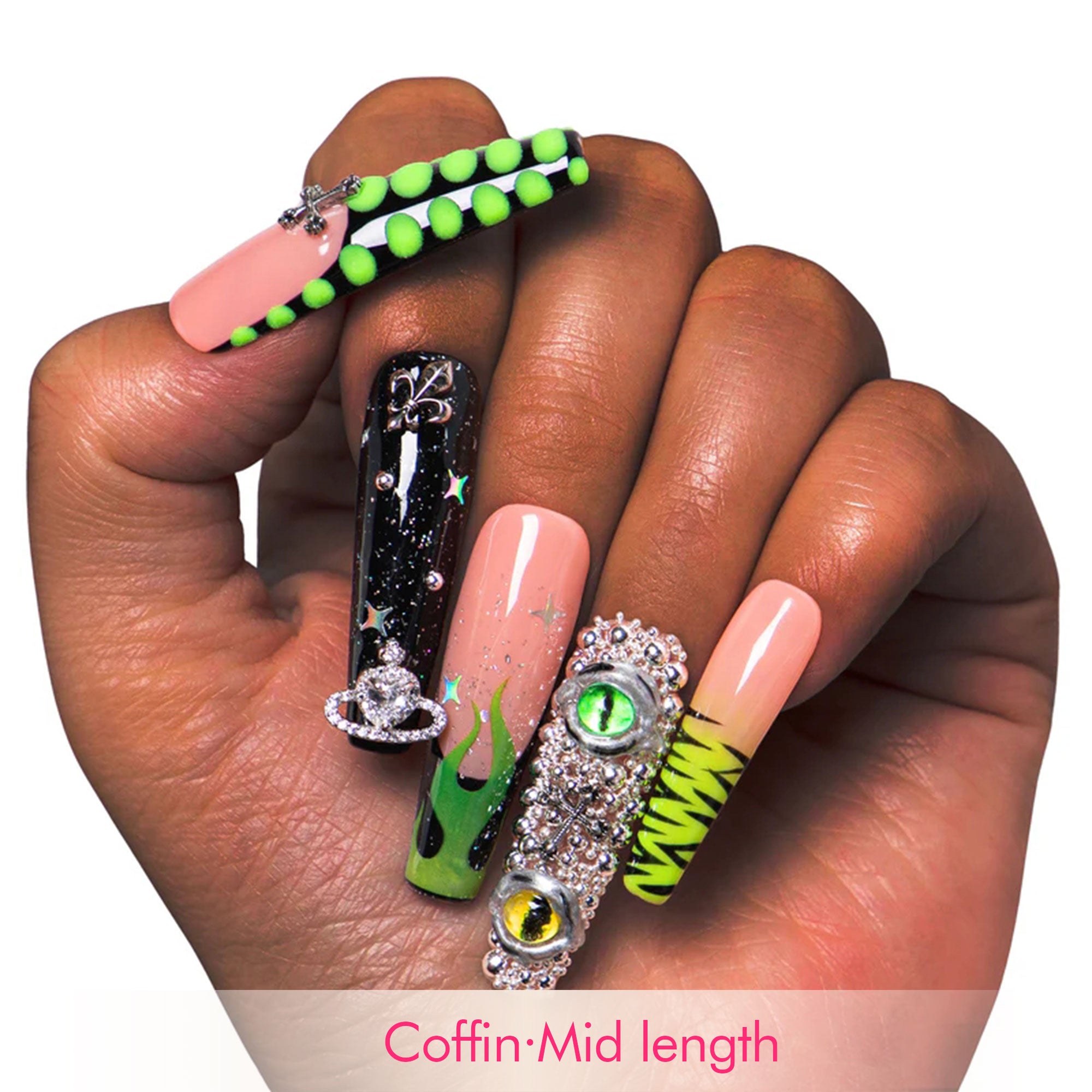 Dare to Roar French Tip Handmade Nails H153