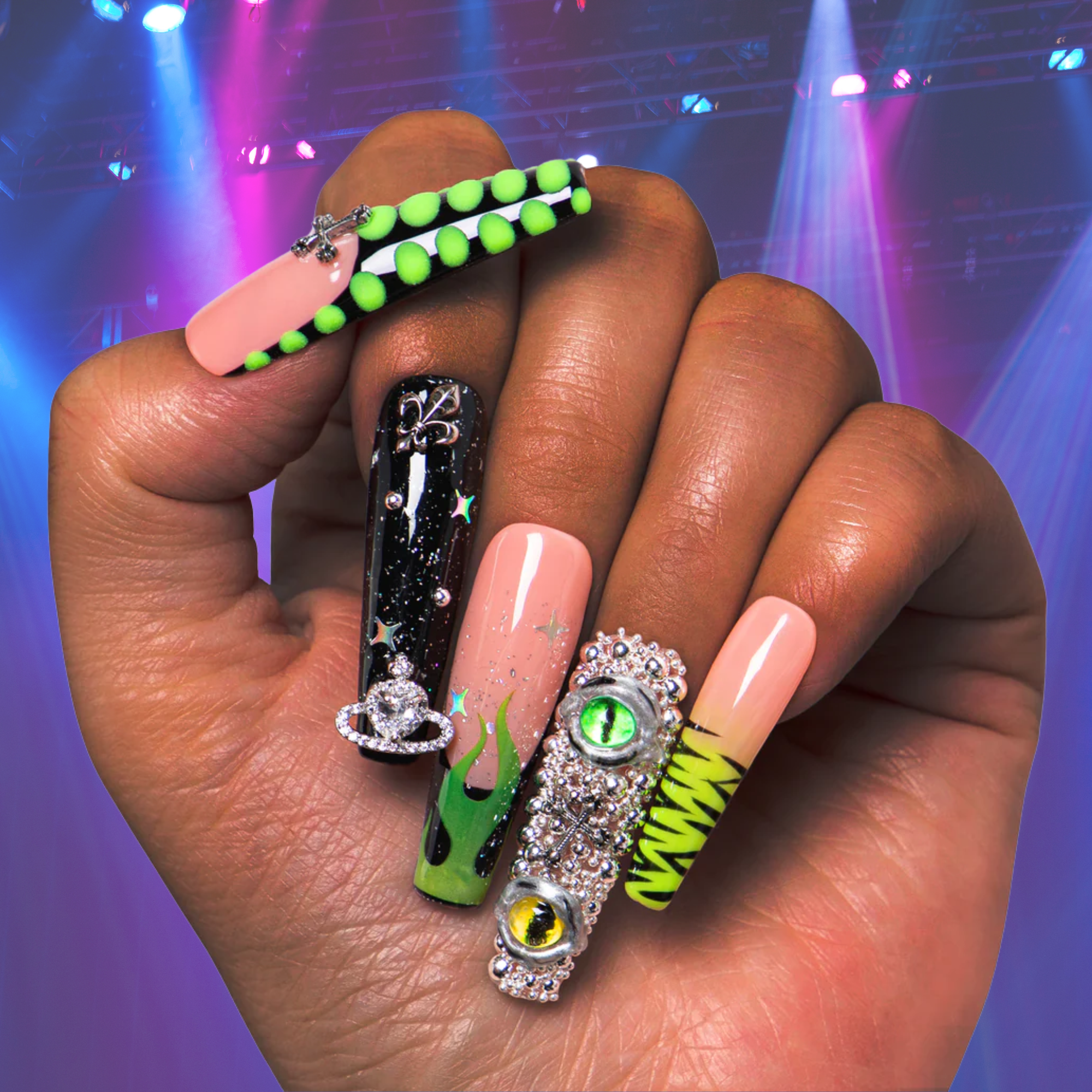 Dare to Roar French Tip Handmade Nails H153