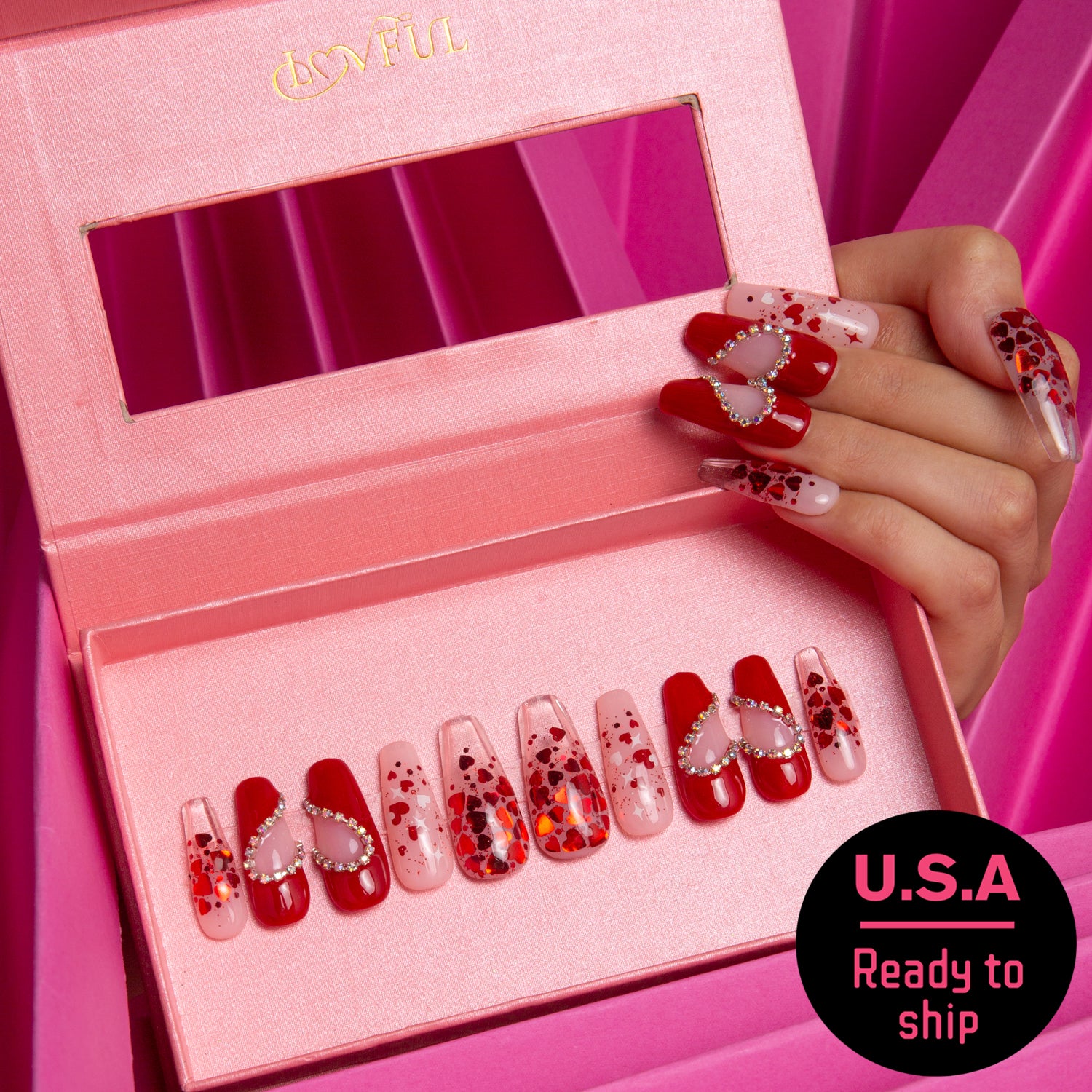 Valentine's Day Exclusive Handmade Coffin Nails H154 RTS