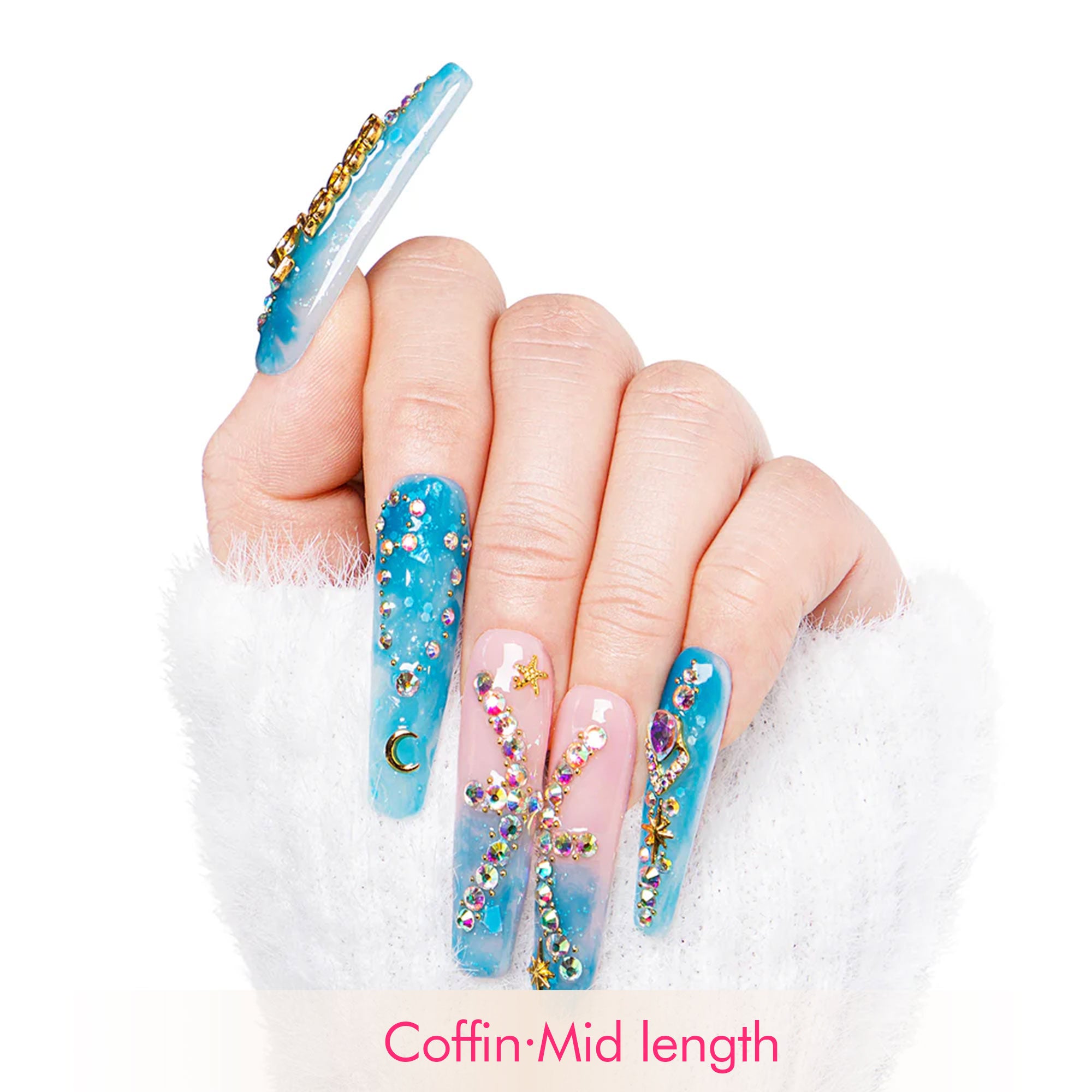 Pisces Blue Handmade Nails H157