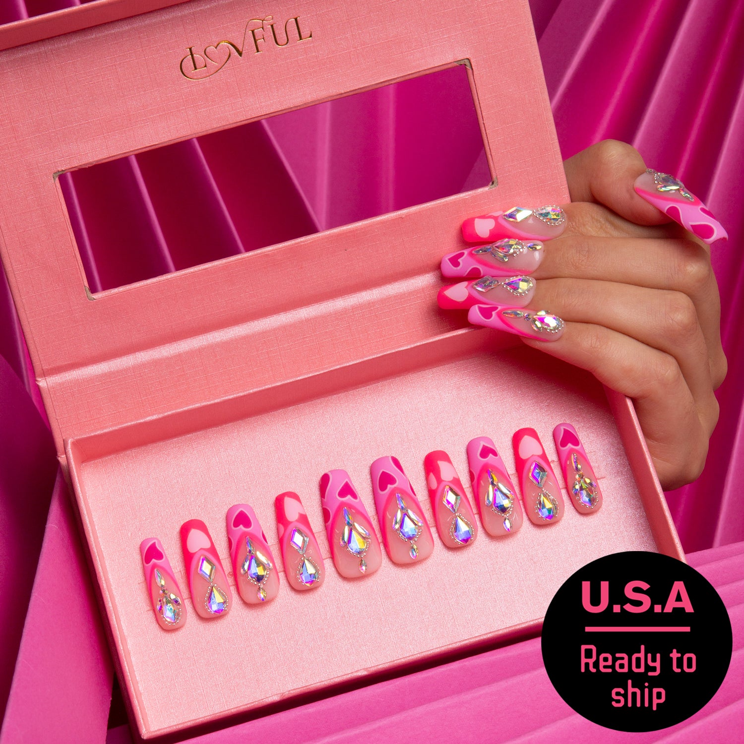 The Floating Romance French Tip Handmade Coffin Nails H160 RTS