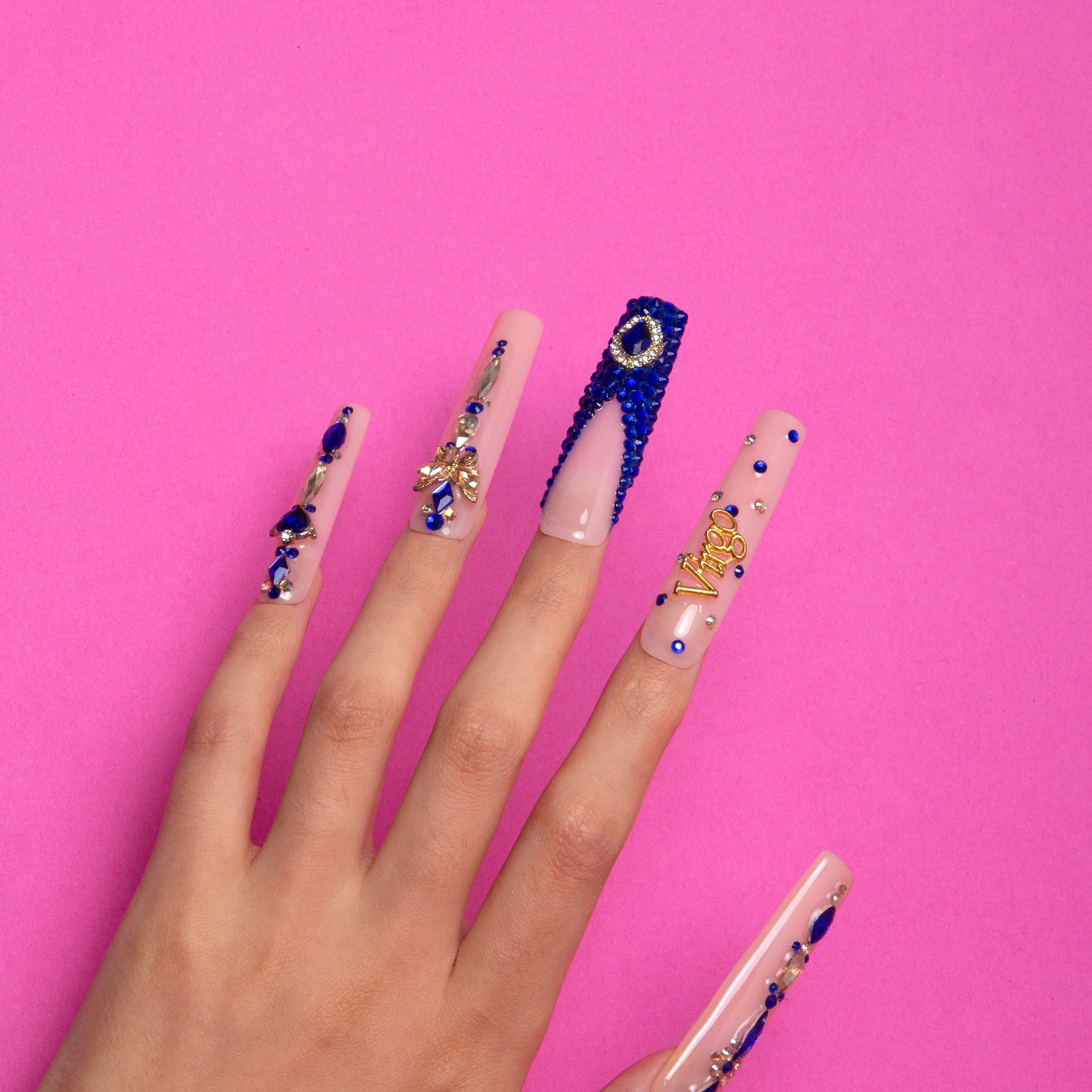 Virgo Blue French Tip Press-on Nails