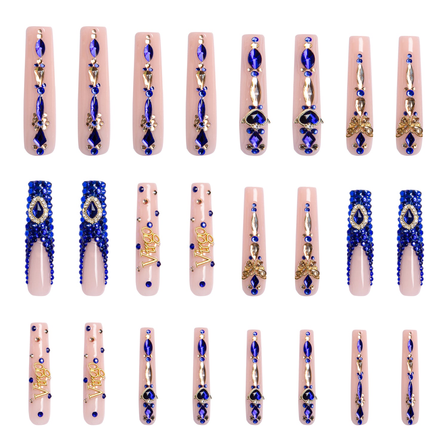 Virgo Blue French Tip Press On Nails
