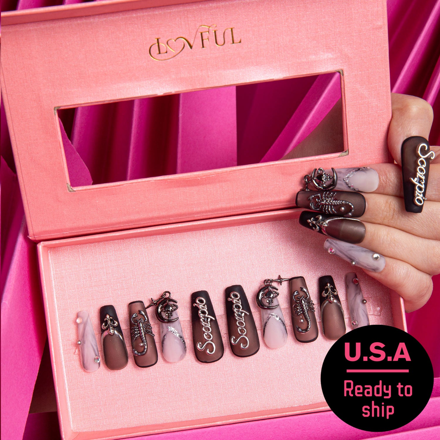 Scorpio Handmade Coffin Nails H166 RTS