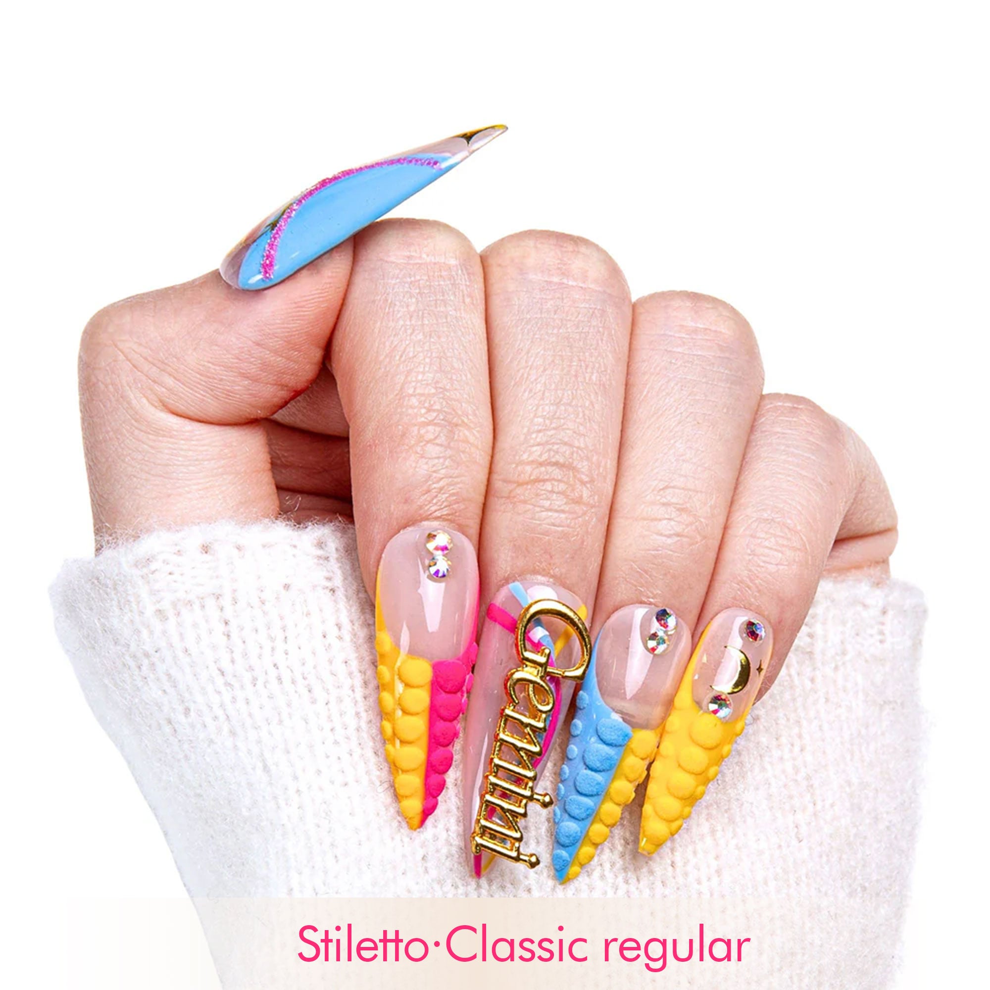 Gemini French Tip Handmade Nails H172