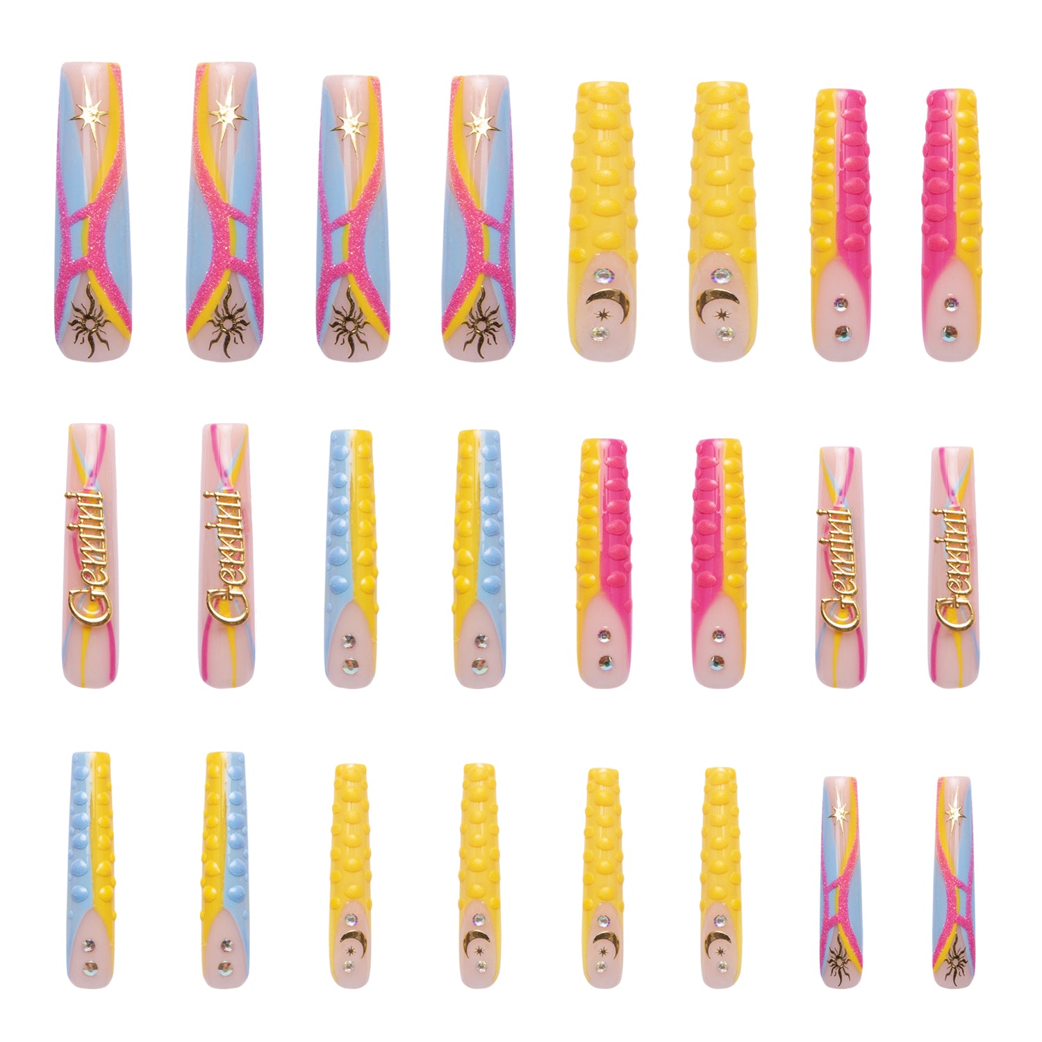 Gemini French Tip Handmade Nails 24pcs H172
