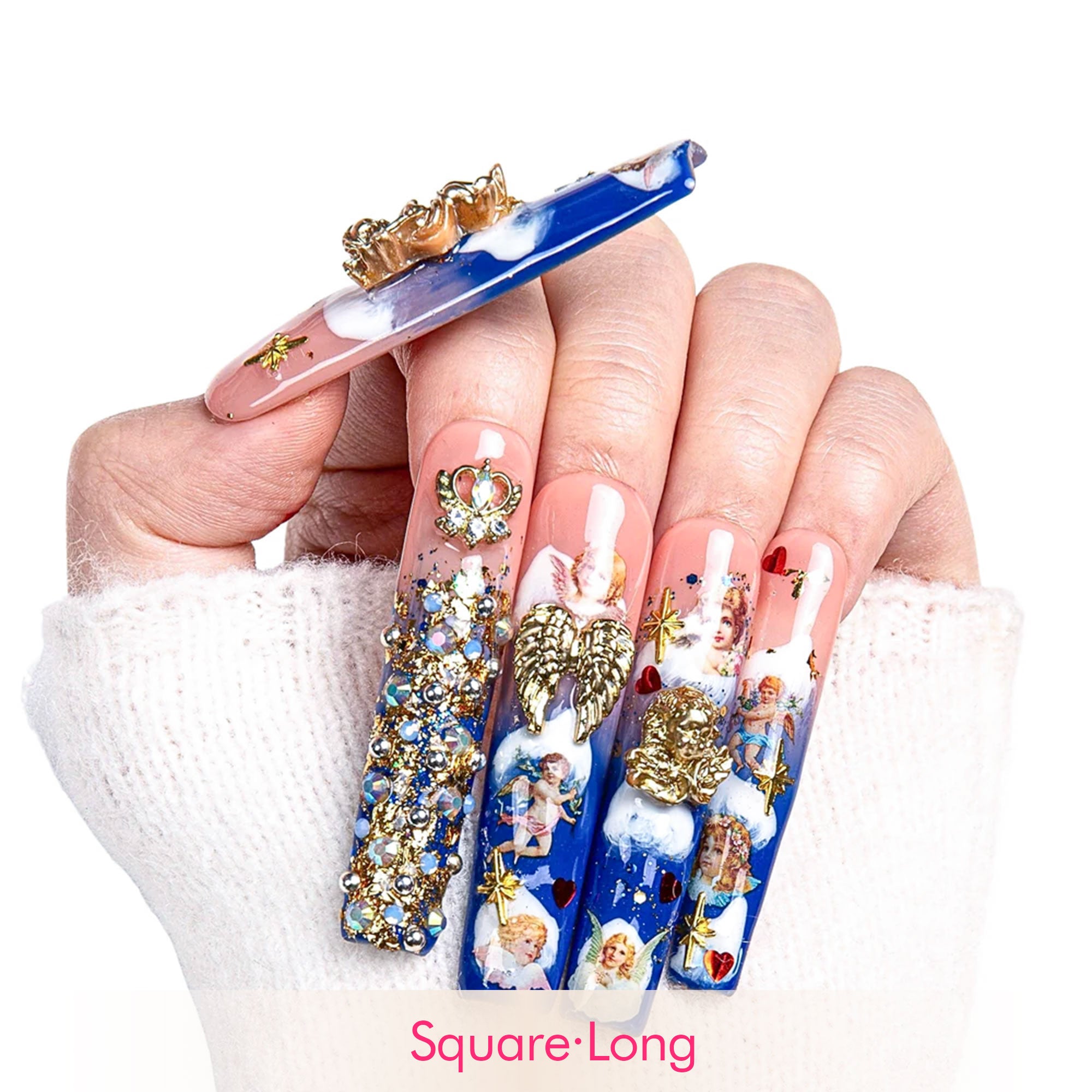 The Palace of Murals Blue Handmade Nails H174
