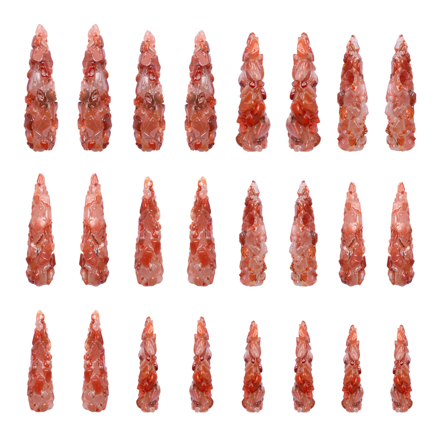 Red Jasper Handmade Nails 24pcs H177