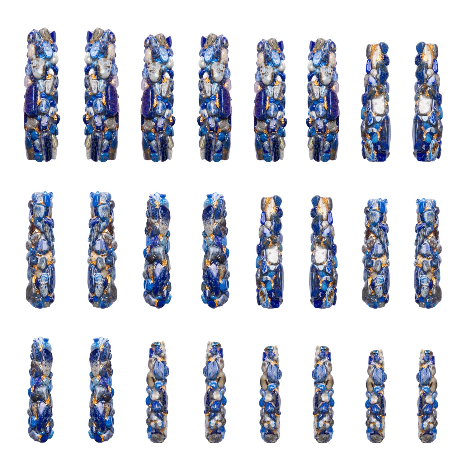 Blue Lapis Lazuli Handmade Nails 24pcs H178
