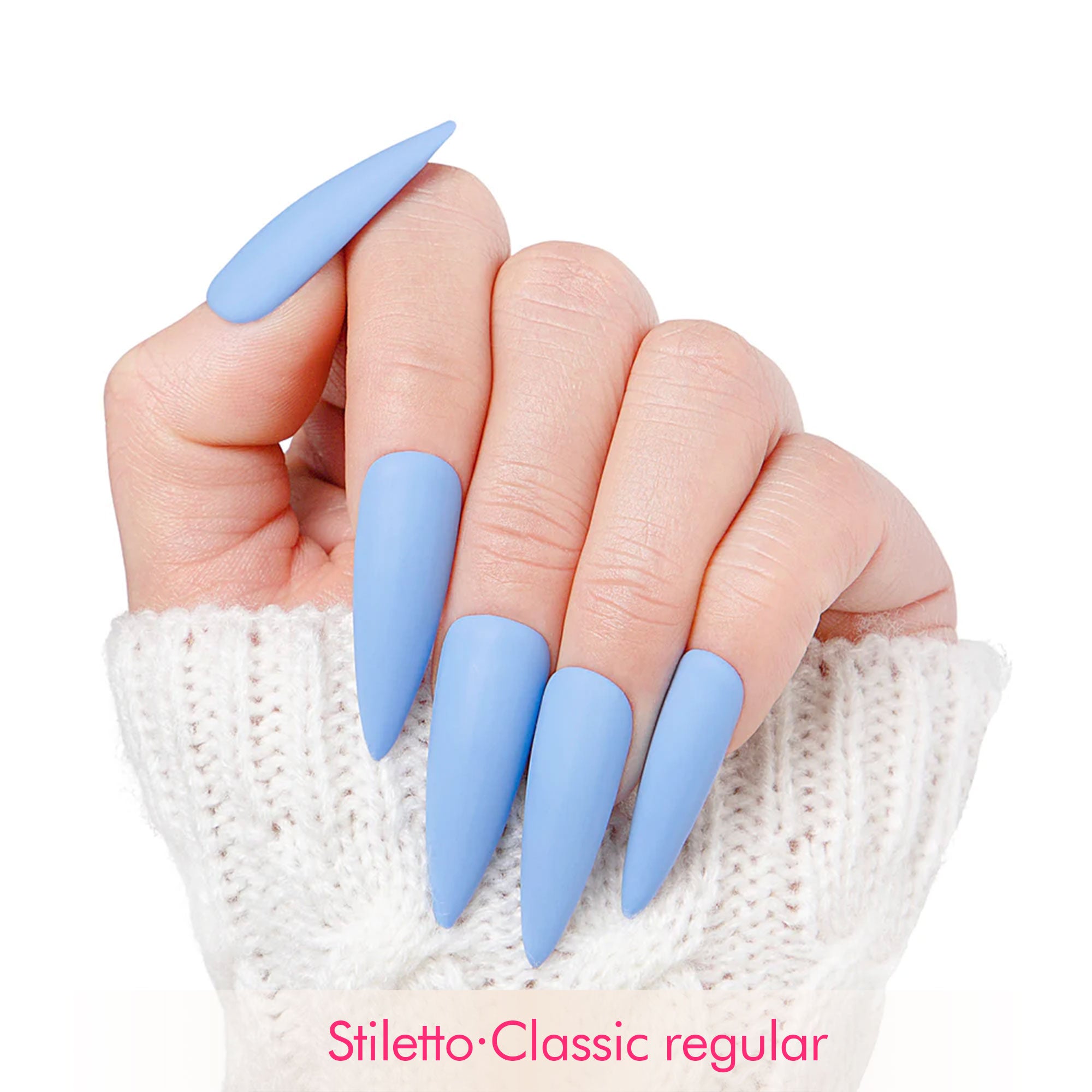 Blue Matte Pure Color Handmade Nails H18