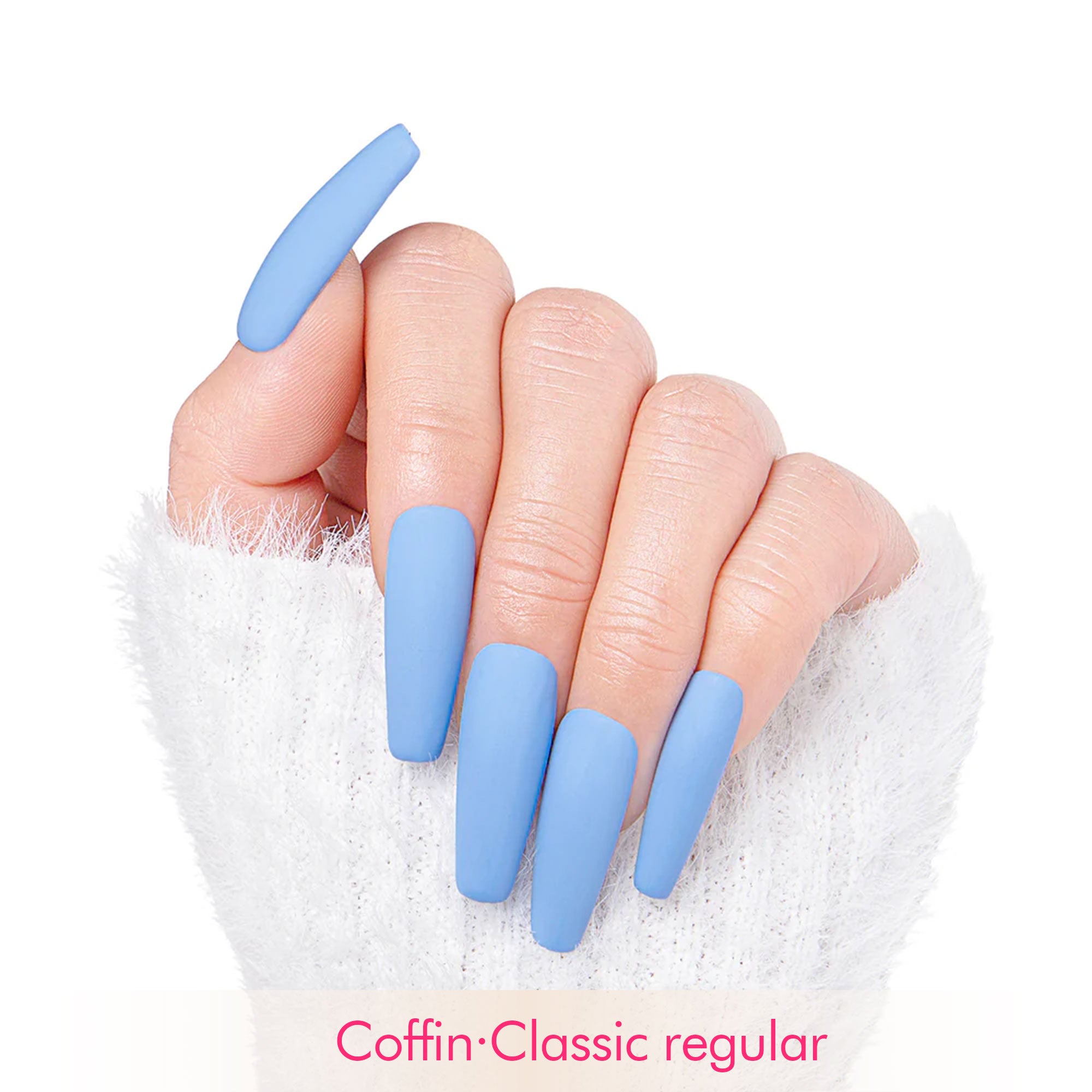 Blue Matte Pure Color Handmade Nails H18