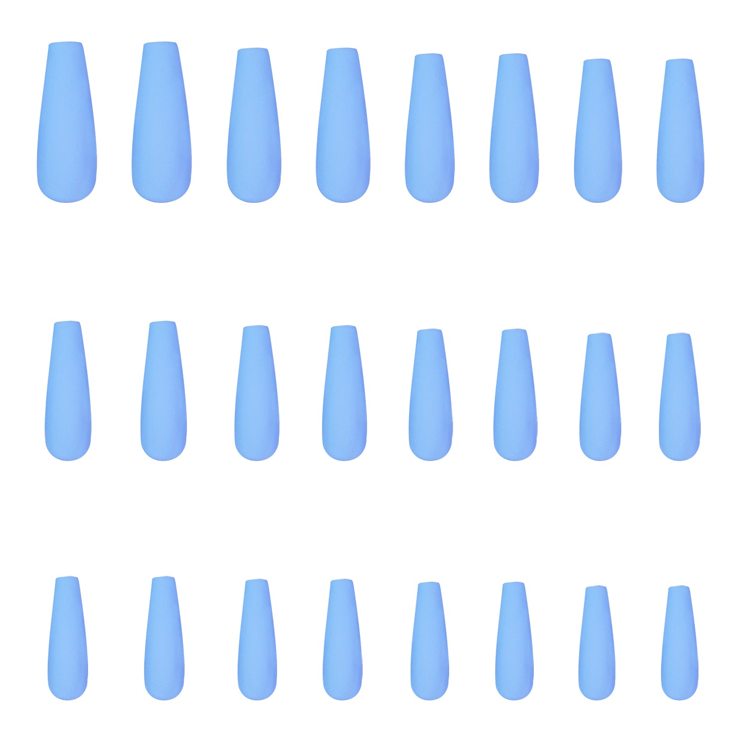 Blue Matte Pure Color Handmade Nails 24pcs H18