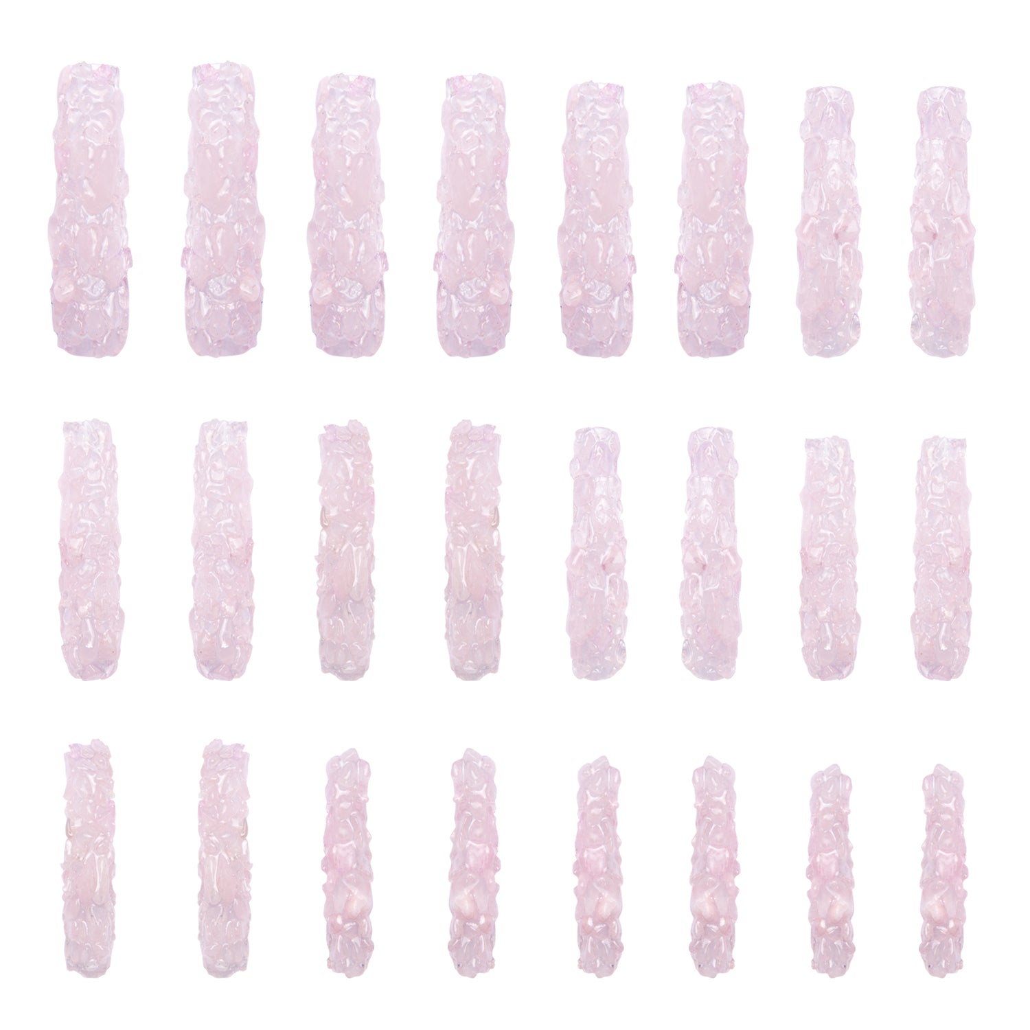 Rose Quartz Crystal Handmade Nails 24pcs H180